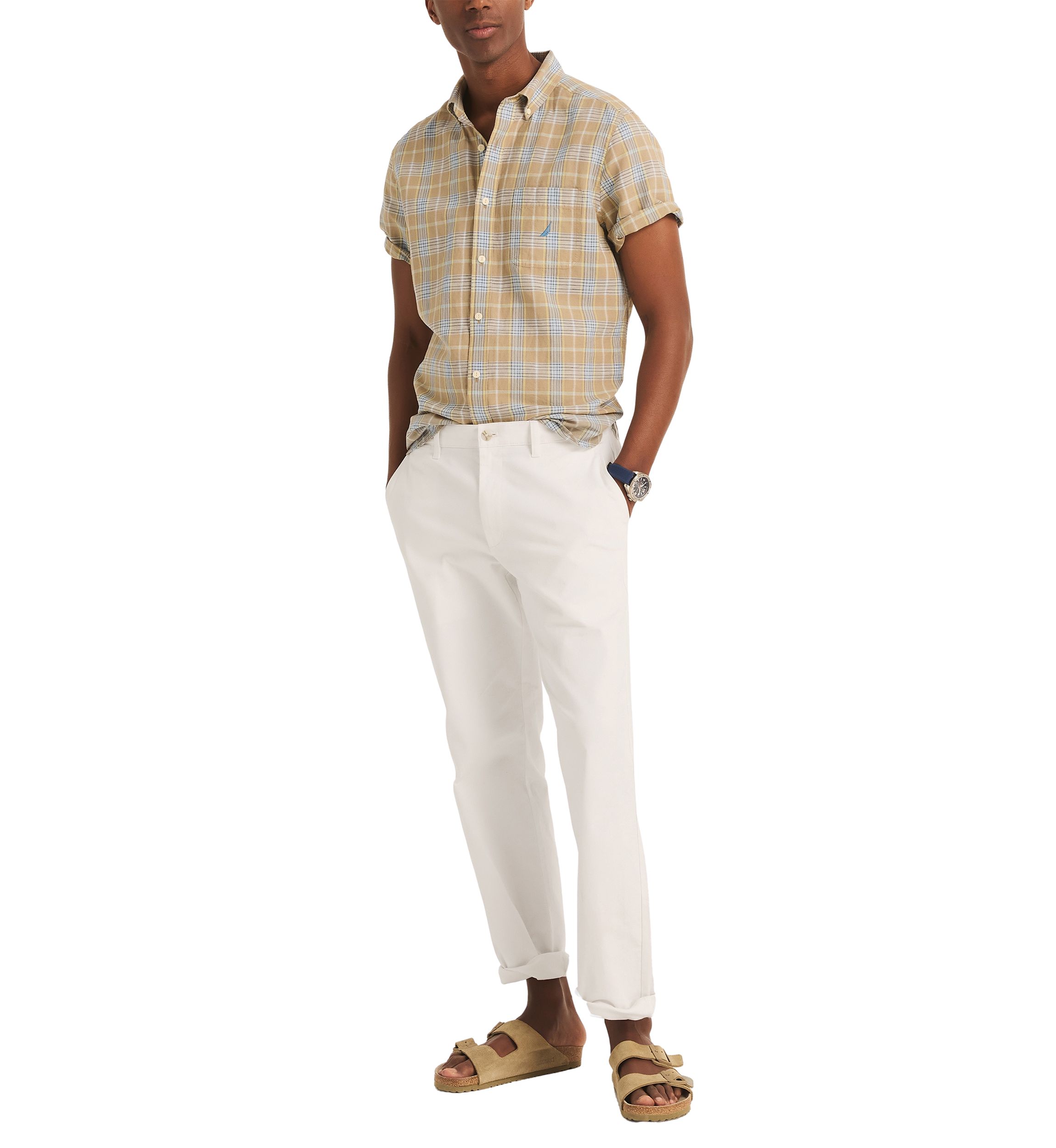 Plaid Linen Short Sleeve Shirt