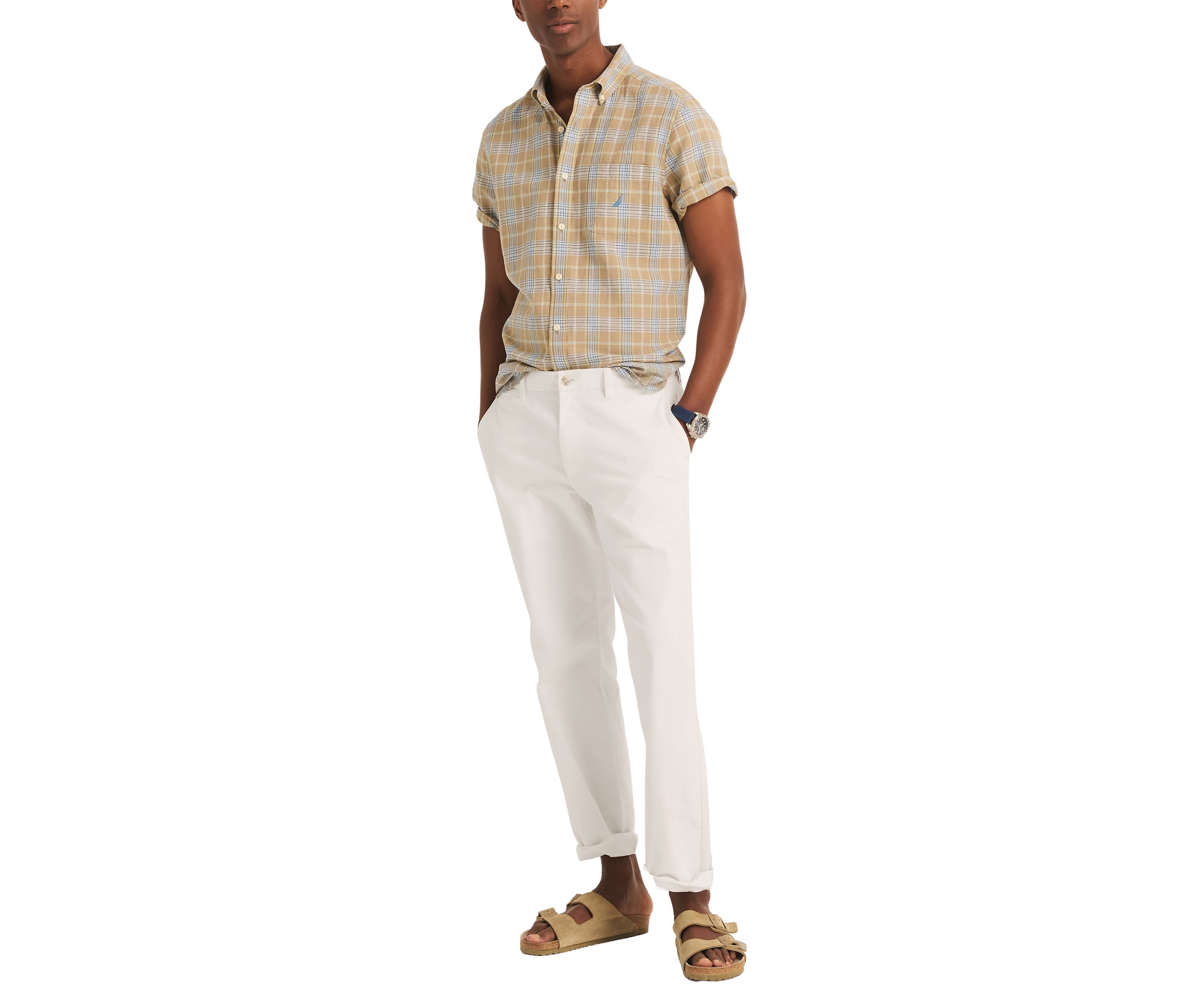 Plaid Linen Short Sleeve Shirt