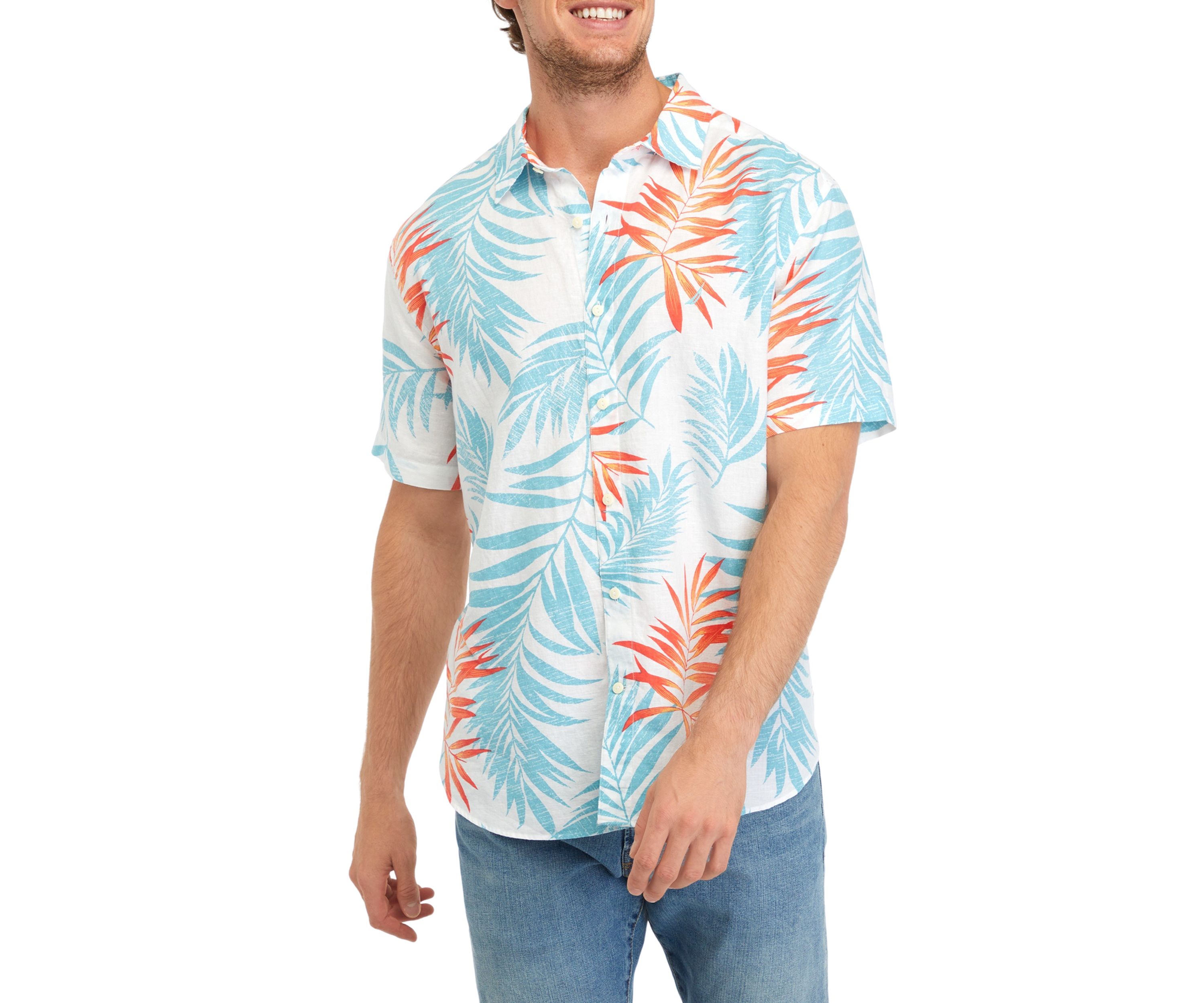 Short Sleeve Printed Linen Shirt