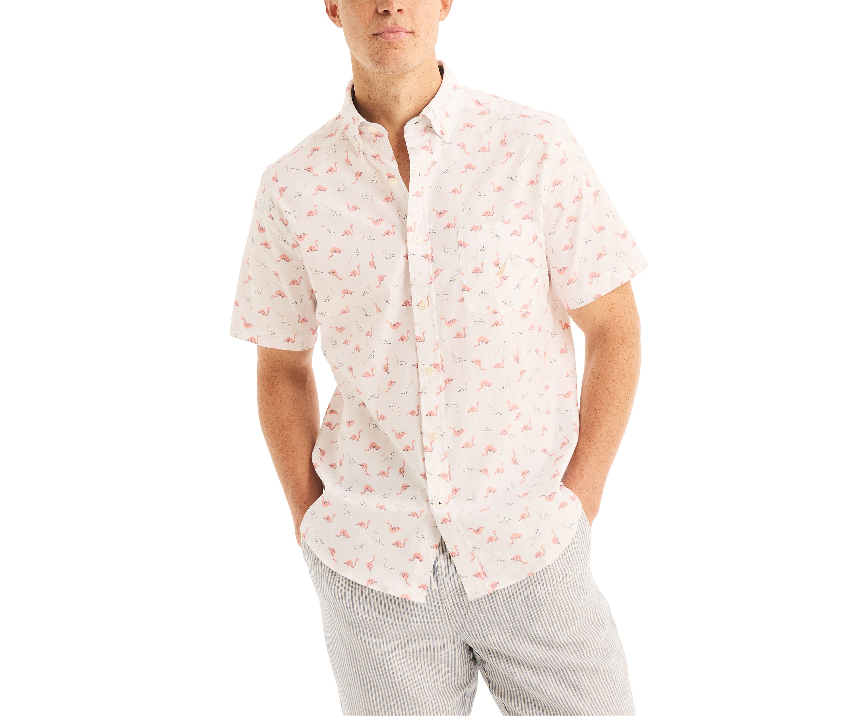 Printed Short-Sleeve Oxford Shirt