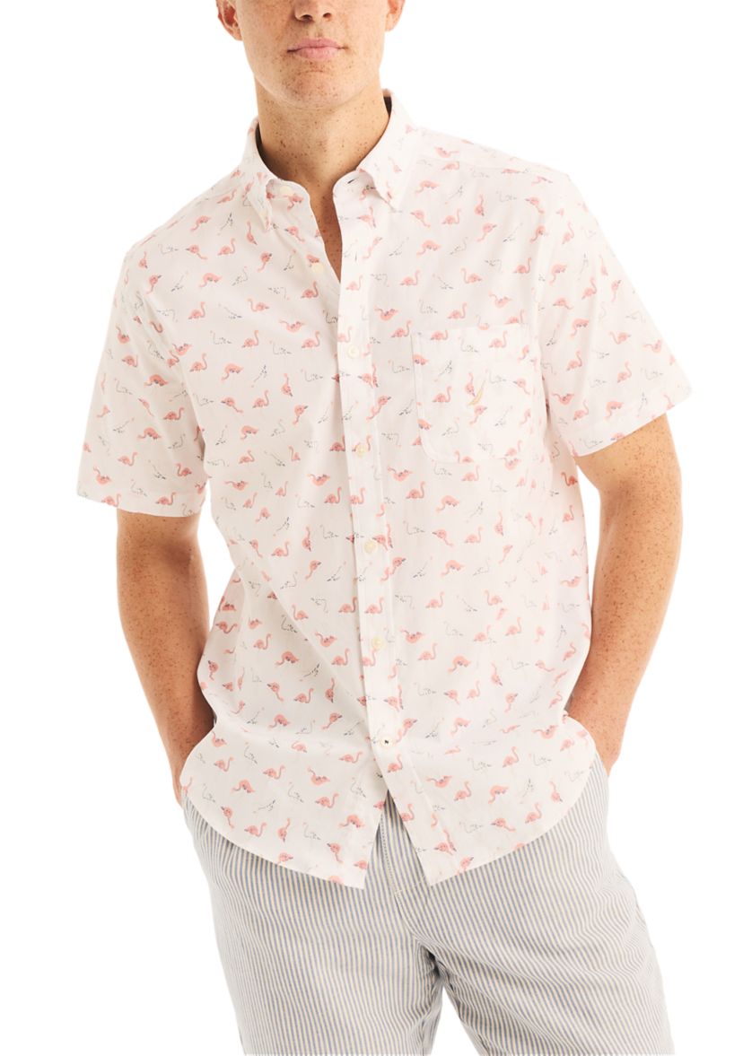 Printed Short-Sleeve Oxford Shirt