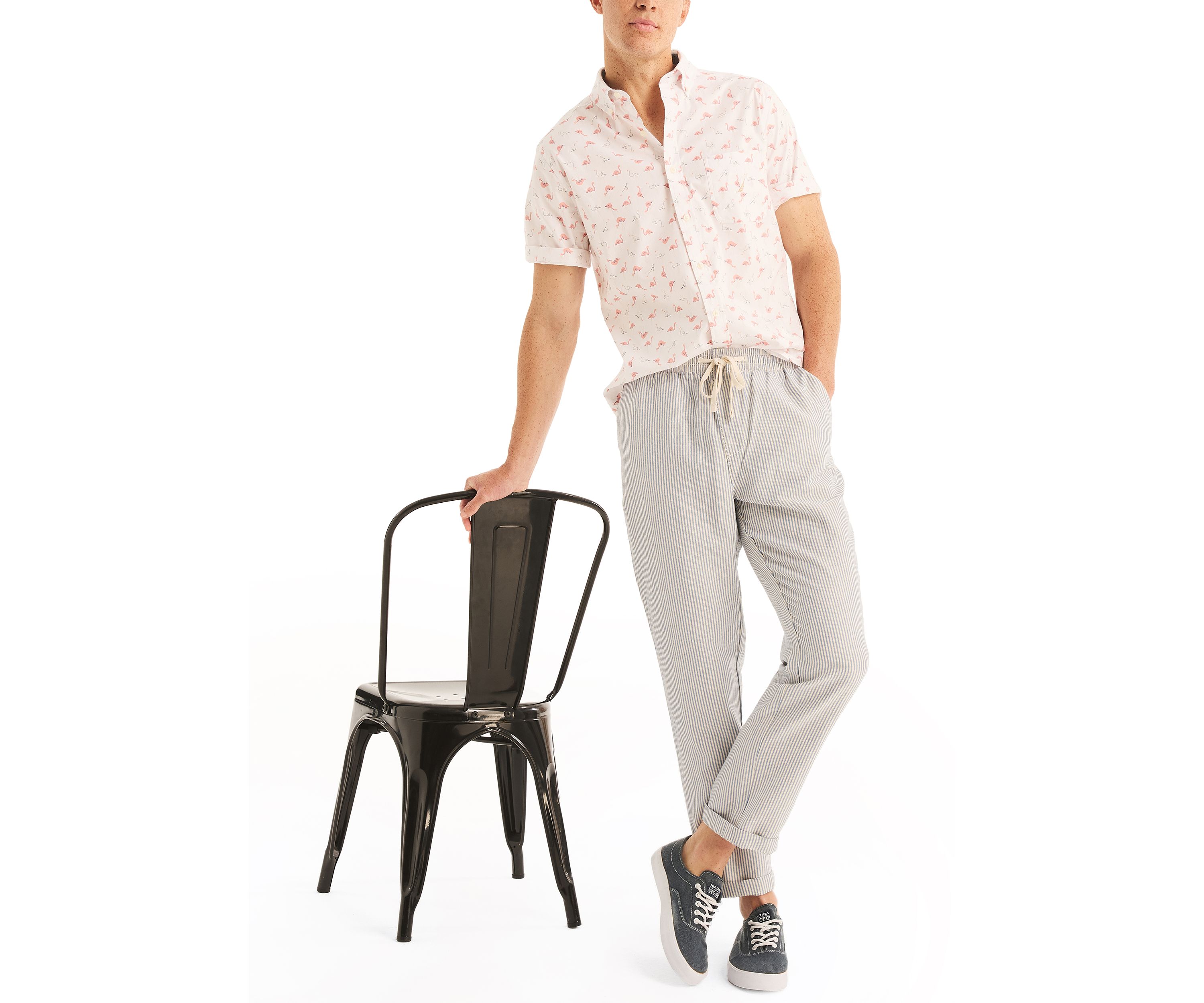 Printed Short-Sleeve Oxford Shirt