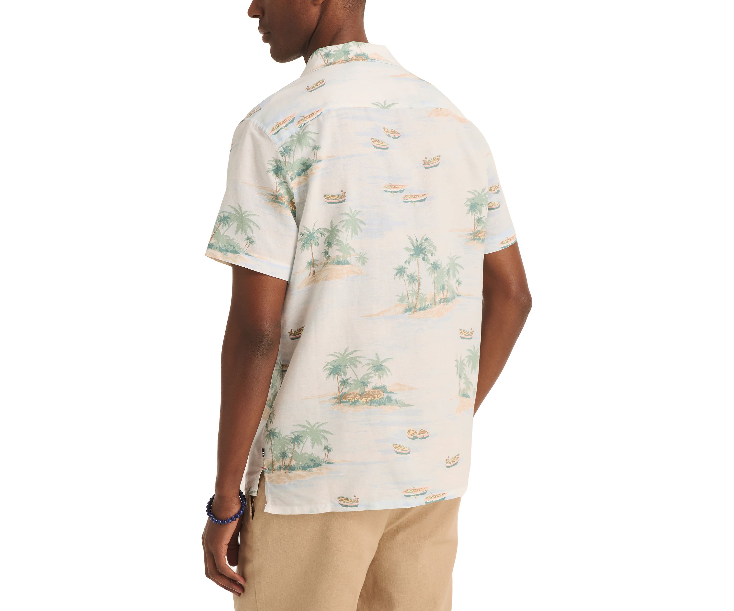 Printed Linen Short-Sleeve Camp Shirt