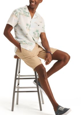 Printed Linen Short-Sleeve Camp Shirt