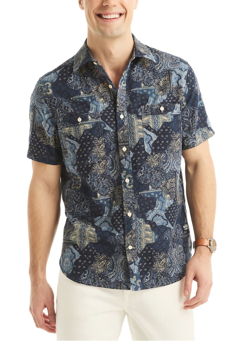 Jeans Co. Printed Linen Short-Sleeve Shirt