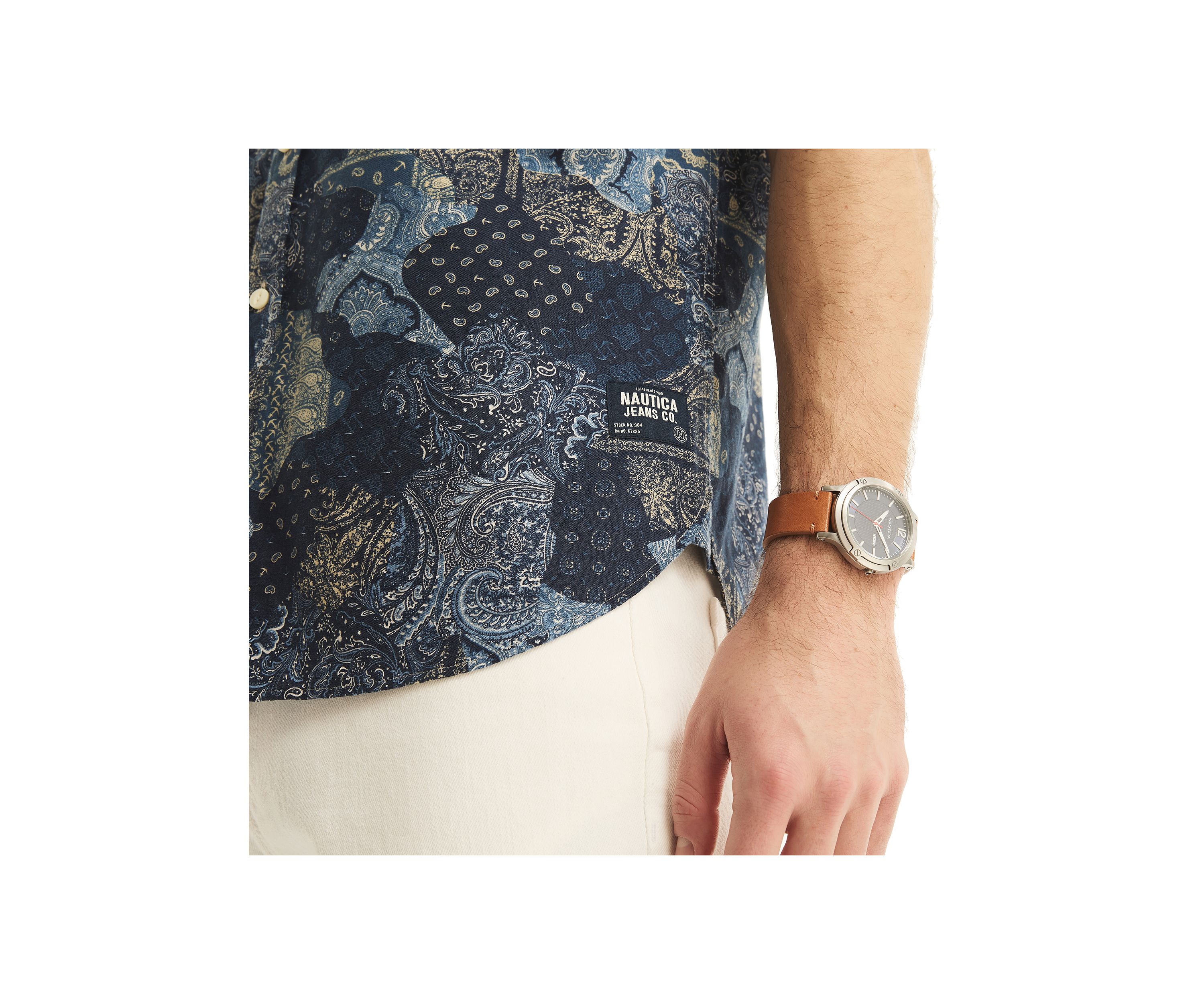 Jeans Co. Printed Linen Short-Sleeve Shirt