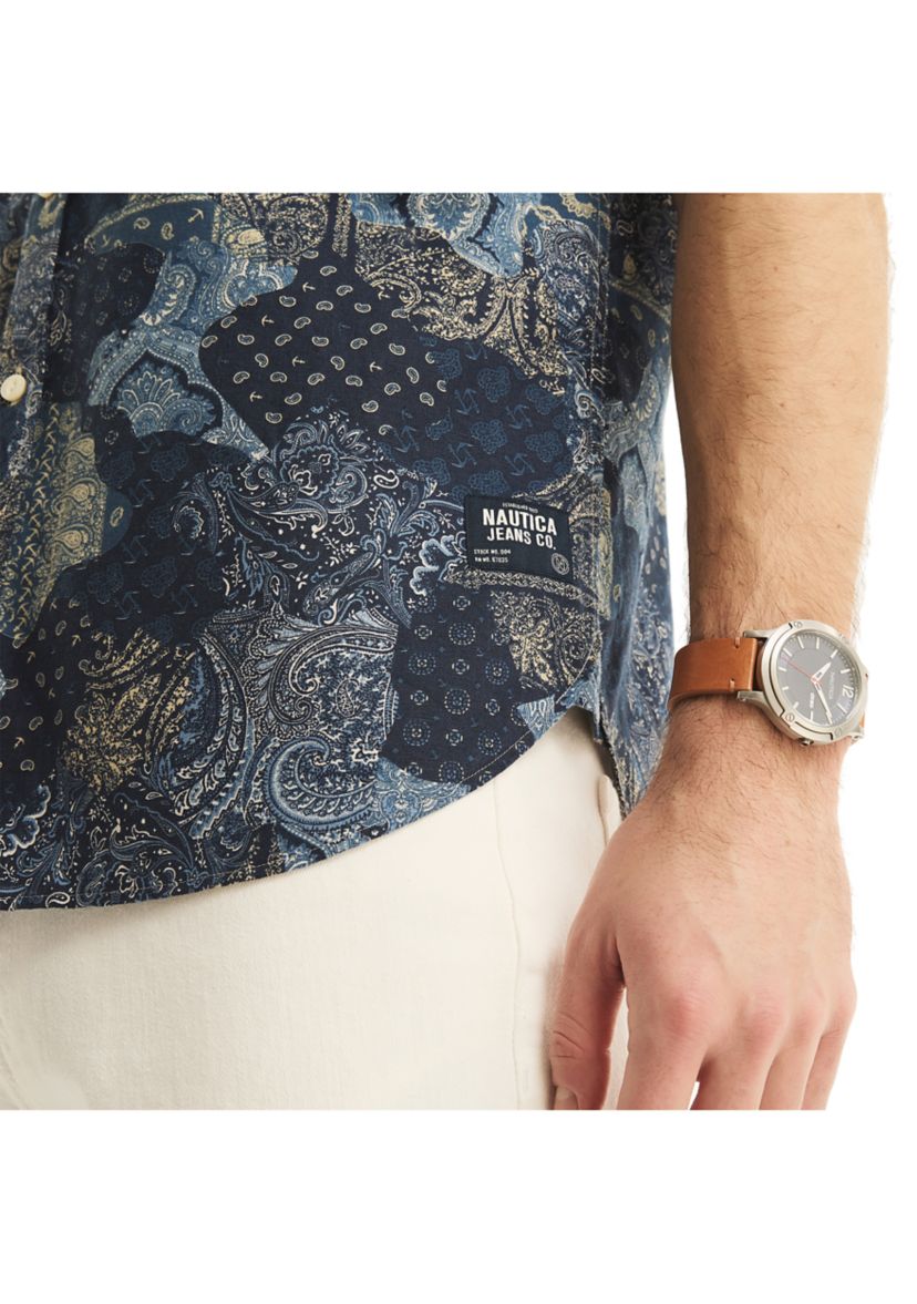 Jeans Co. Printed Linen Short-Sleeve Shirt