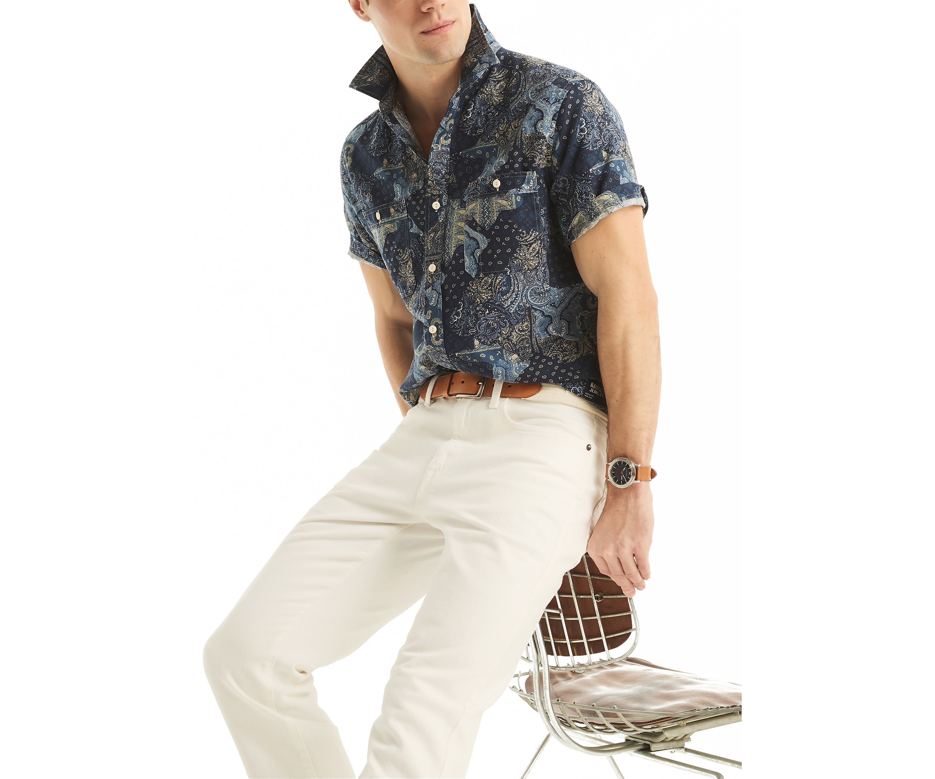 Jeans Co. Printed Linen Short-Sleeve Shirt