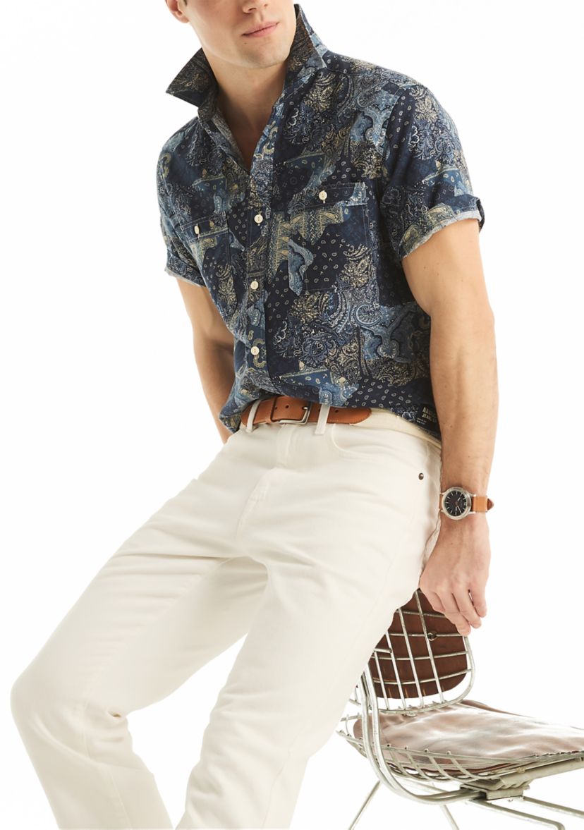 Jeans Co. Printed Linen Short-Sleeve Shirt