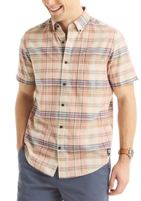 Nautica Men's Jeans Co. Madras Plaid Short-Sleeve Shirt, Small