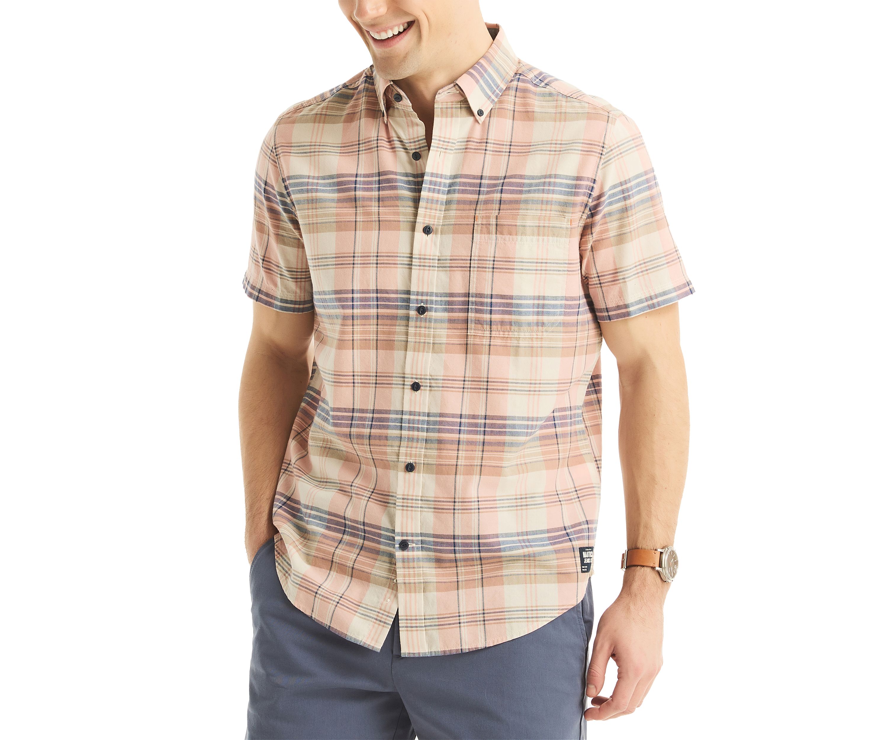 Jeans Co. Madras Plaid Short-Sleeve Shirt