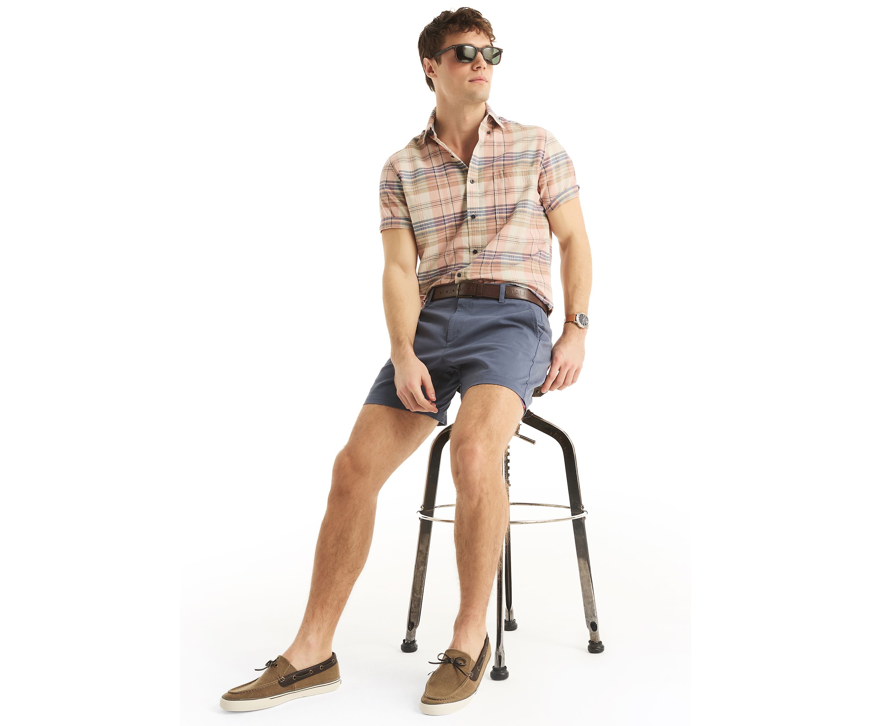Jeans Co. Madras Plaid Short-Sleeve Shirt