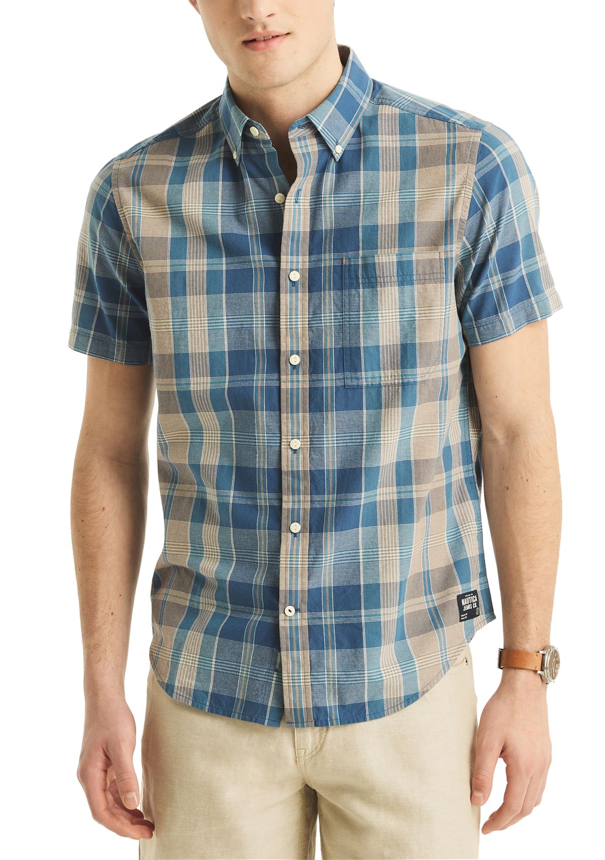 Jeans Co. Madras Plaid Short-Sleeve Shirt