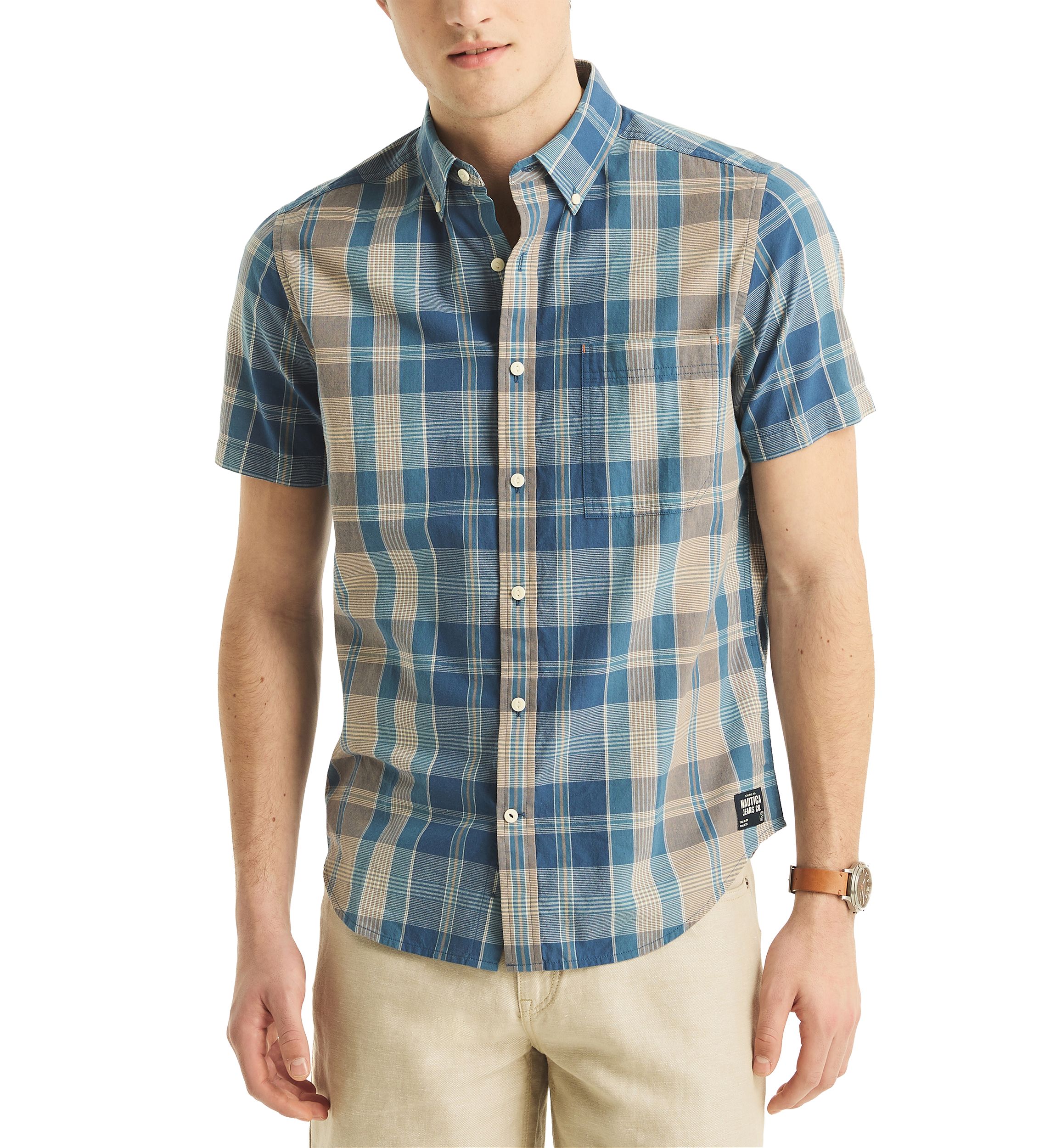 Jeans Co. Madras Plaid Short-Sleeve Shirt