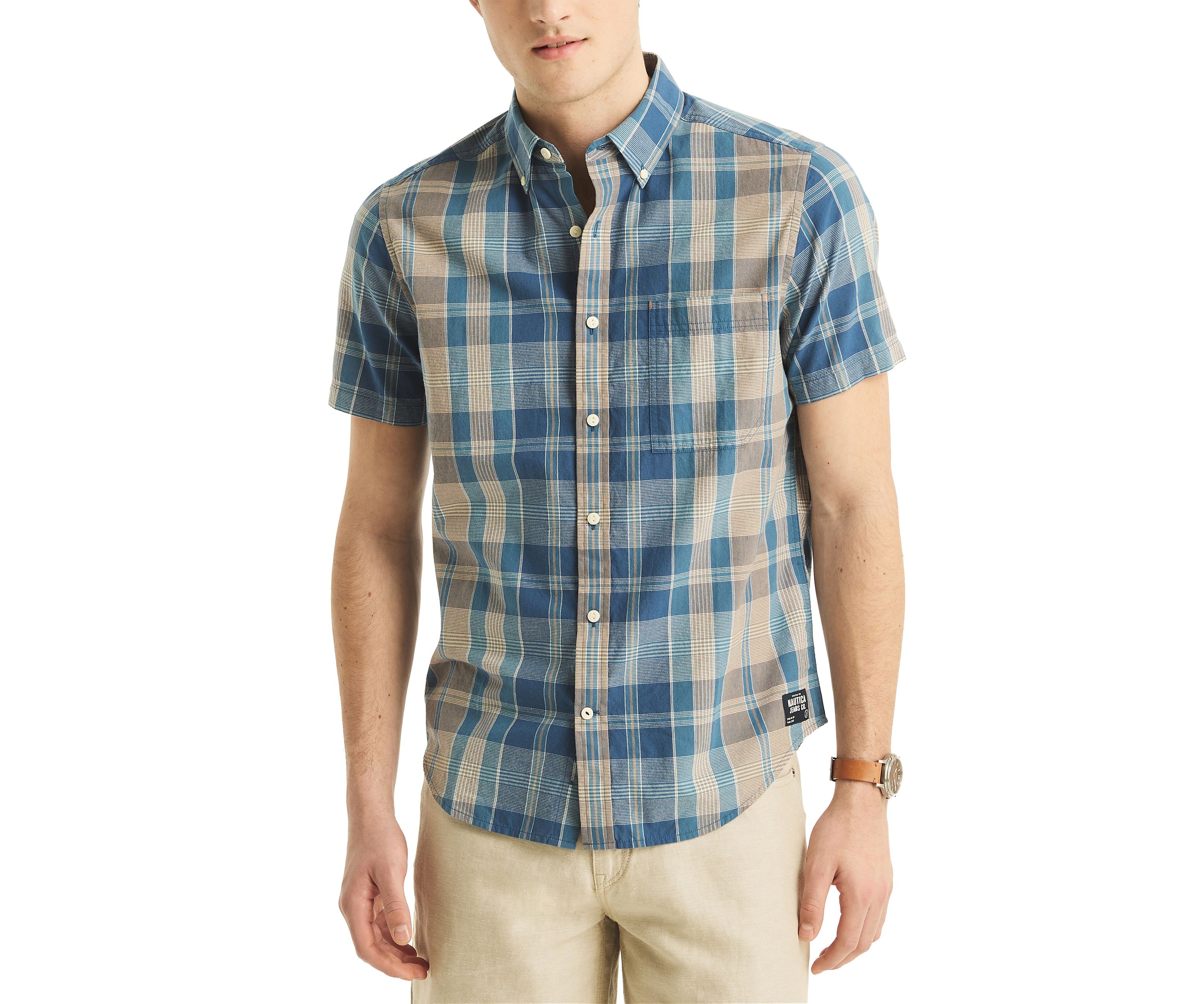 Jeans Co. Madras Plaid Short-Sleeve Shirt