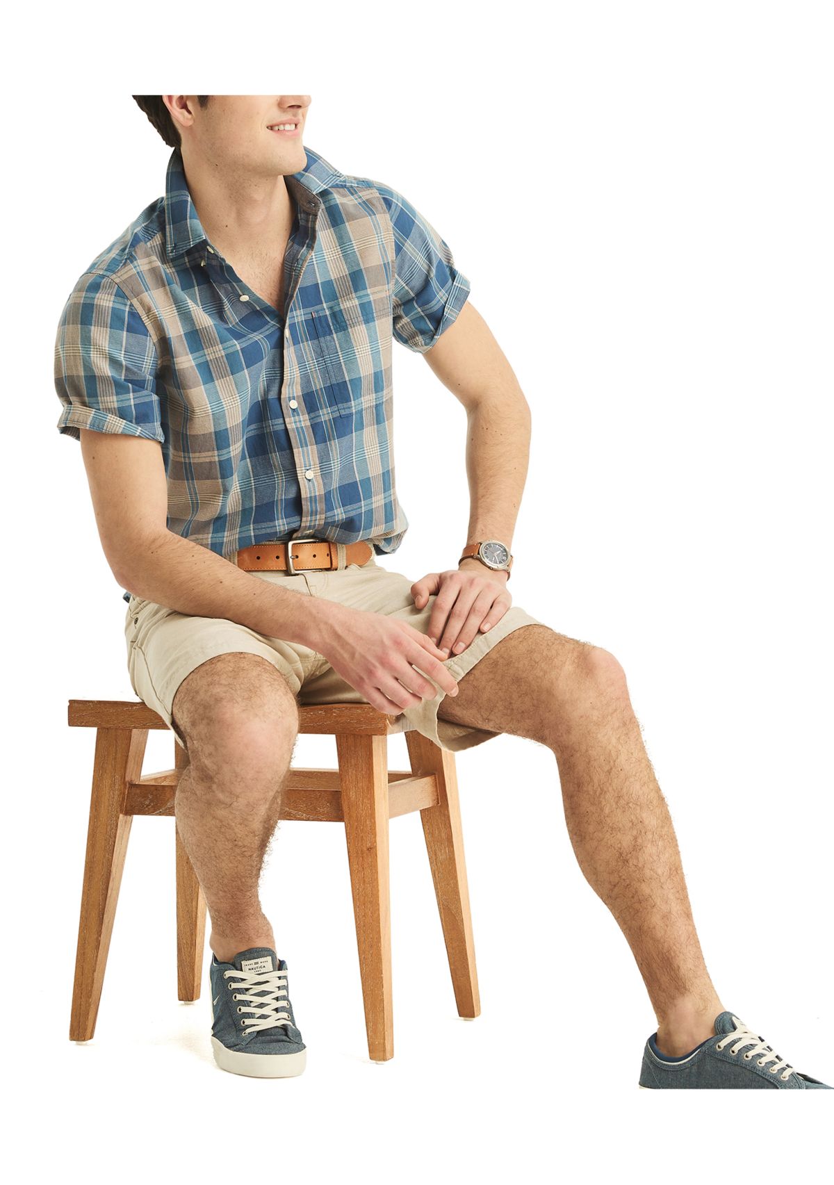 Jeans Co. Madras Plaid Short-Sleeve Shirt