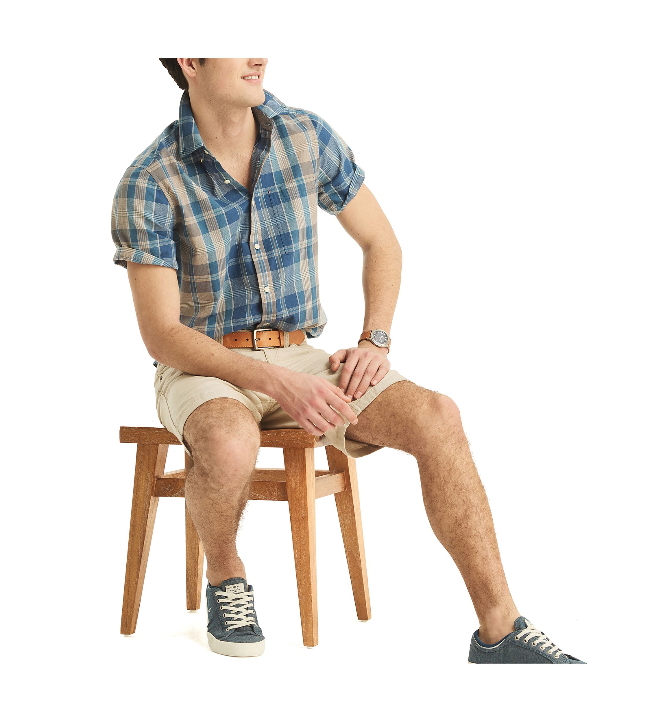 Jeans Co. Madras Plaid Short-Sleeve Shirt