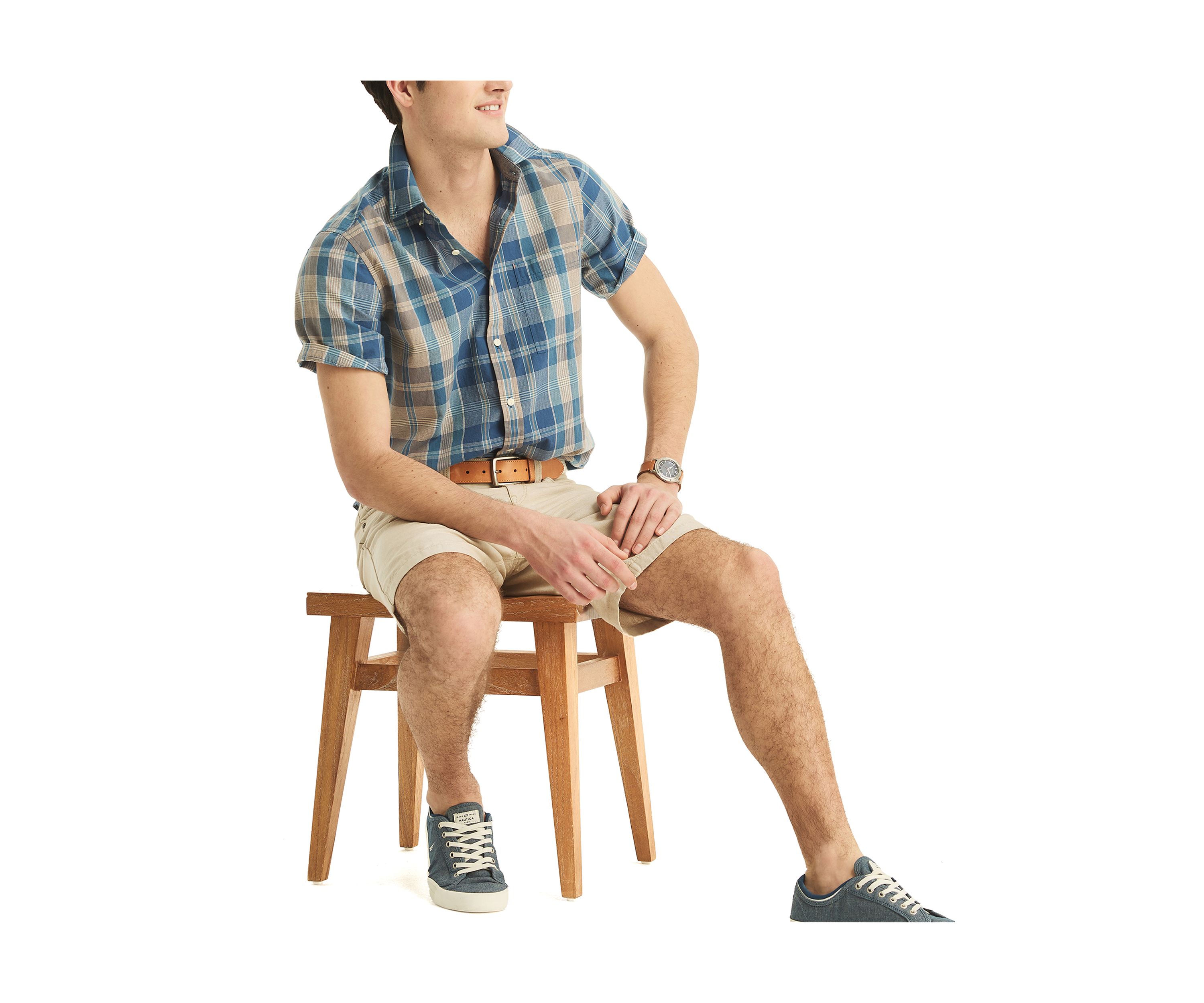 Jeans Co. Madras Plaid Short-Sleeve Shirt