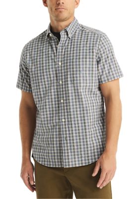 Nautica Men's Plaid Oxford Short Sleeve Shirt, Small