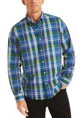 Nautica Men's Plaid Shirt, Green, Medium