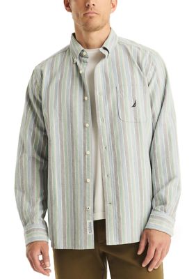 Nautica Men's Striped Oxford Shirt, Navy Blue, Medium