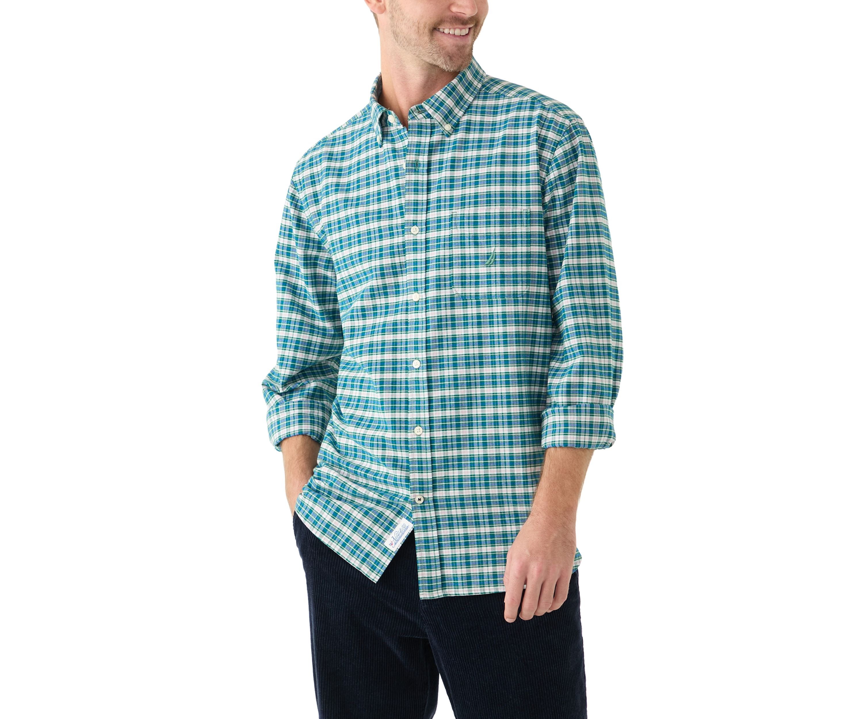 Mens Oxford Plaid Woven Shirt