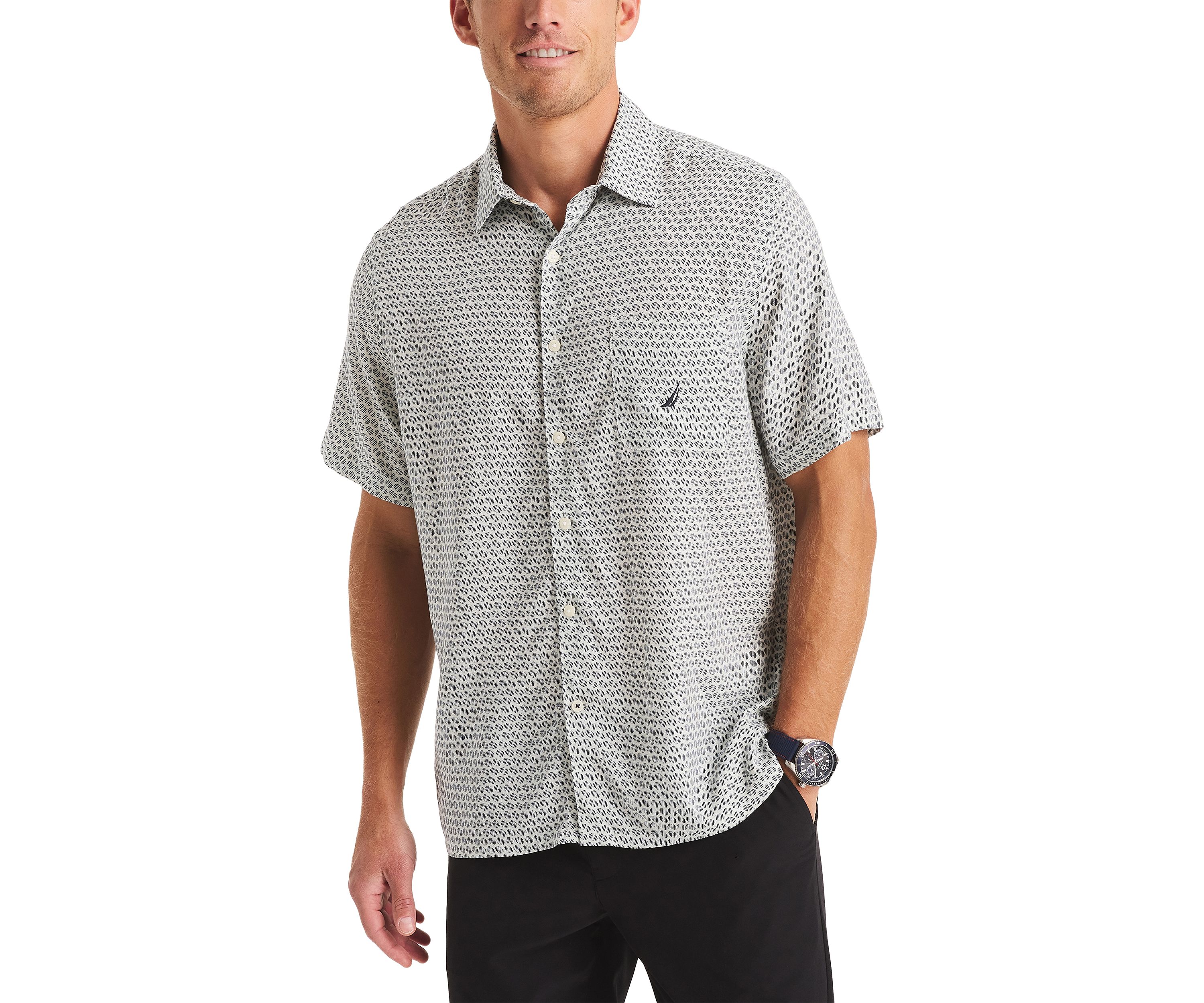 Printed Linen Short Sleeve Shirt