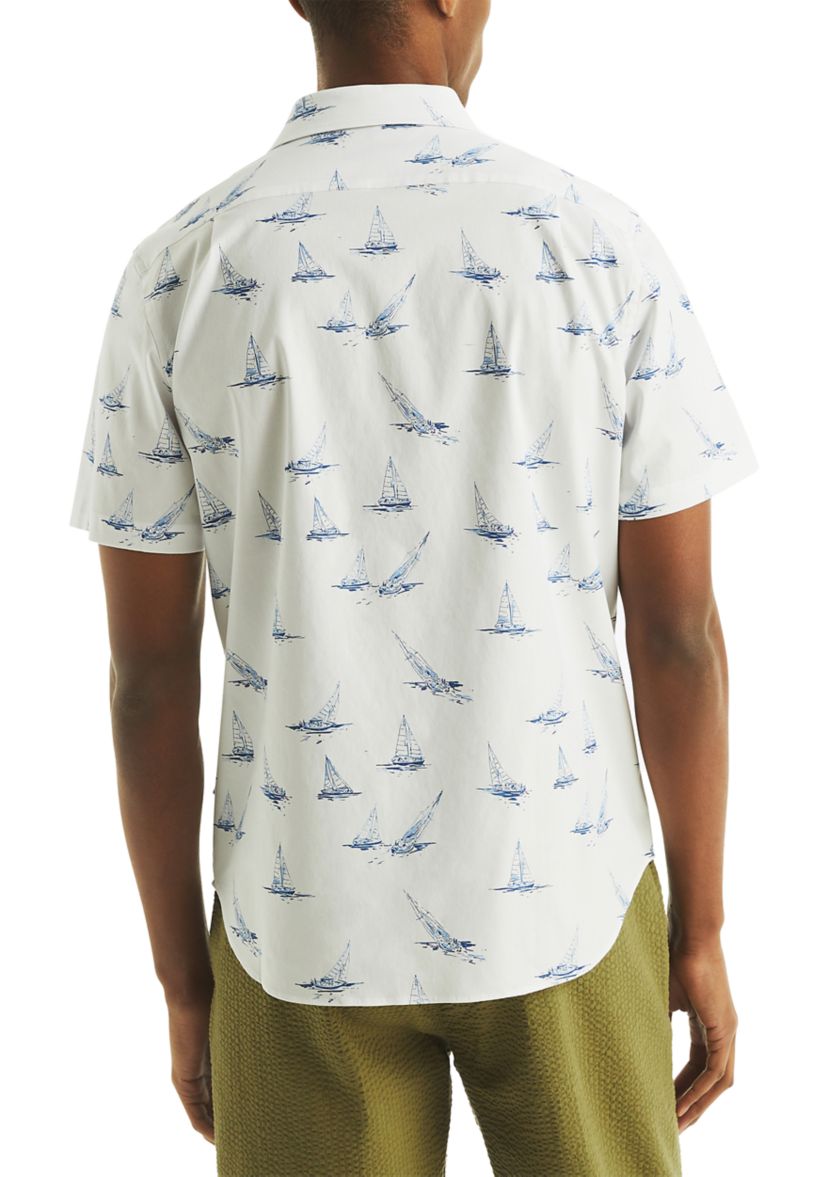 Mens Short-Sleeve Printed Oxford Shirt