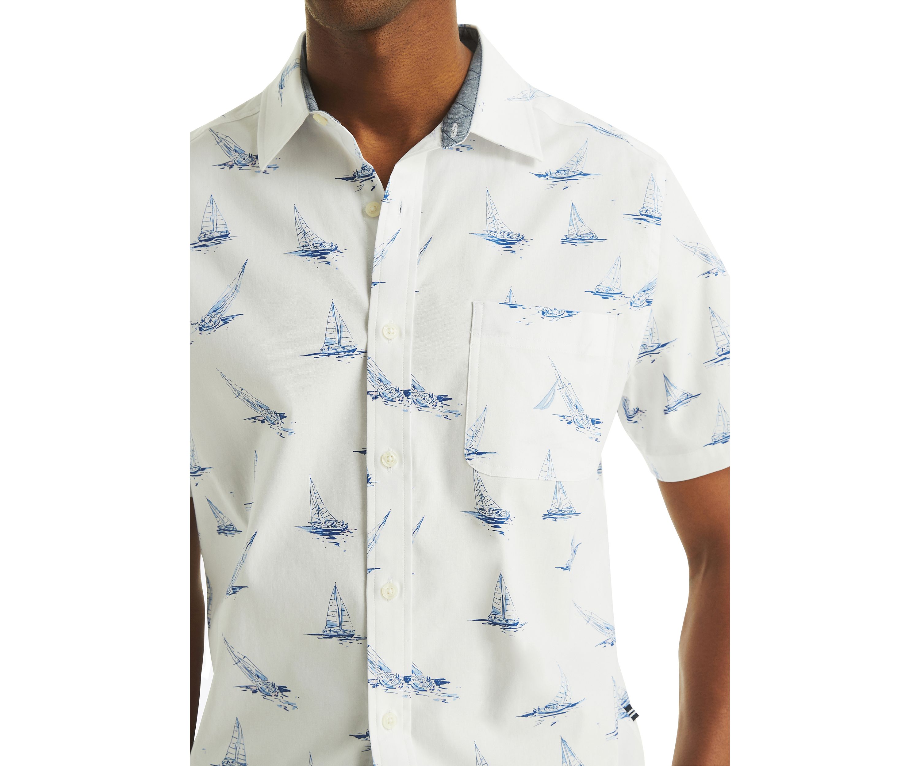 Mens Short-Sleeve Printed Oxford Shirt