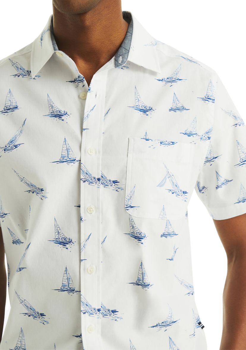 Mens Short-Sleeve Printed Oxford Shirt