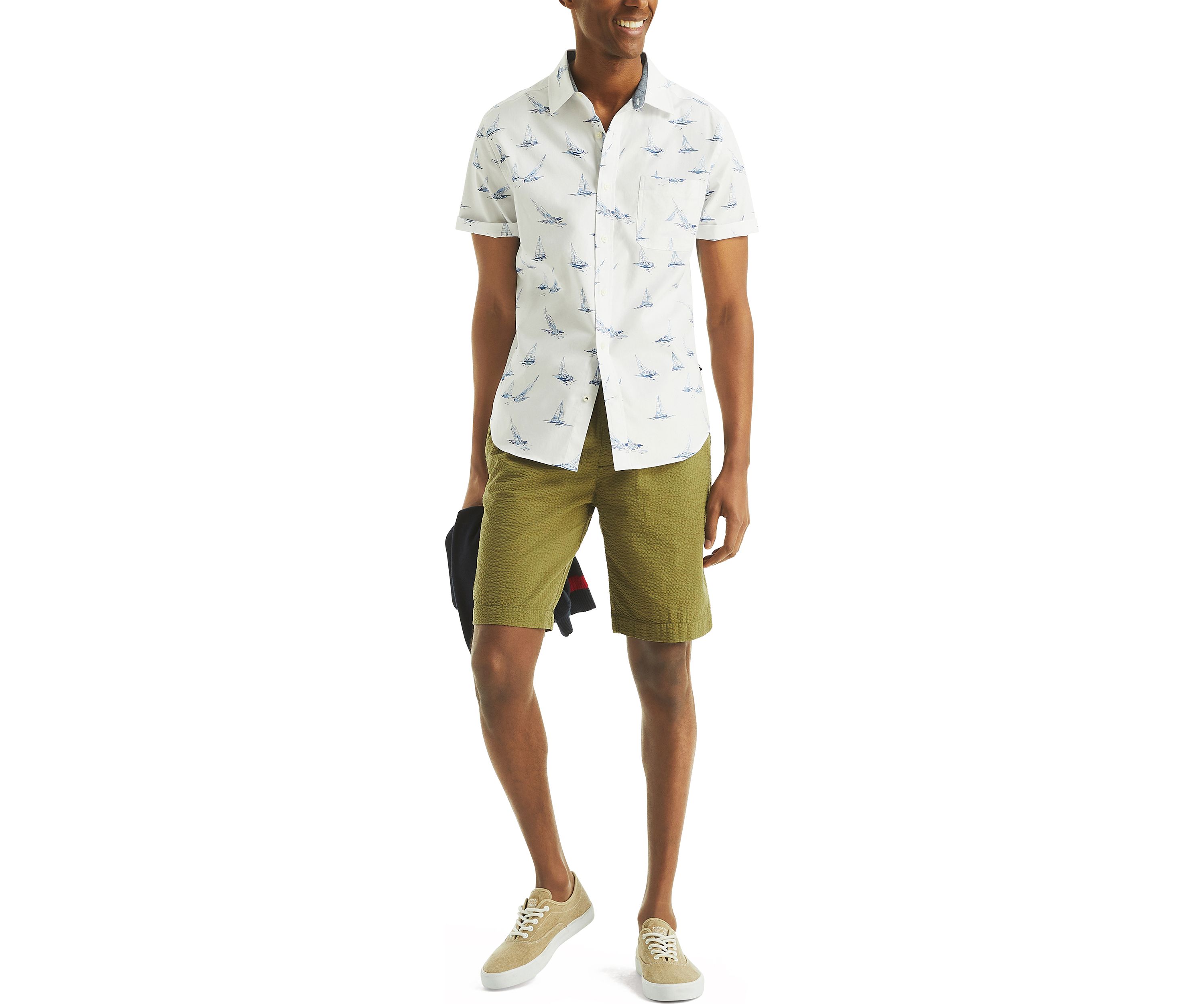 Mens Short-Sleeve Printed Oxford Shirt