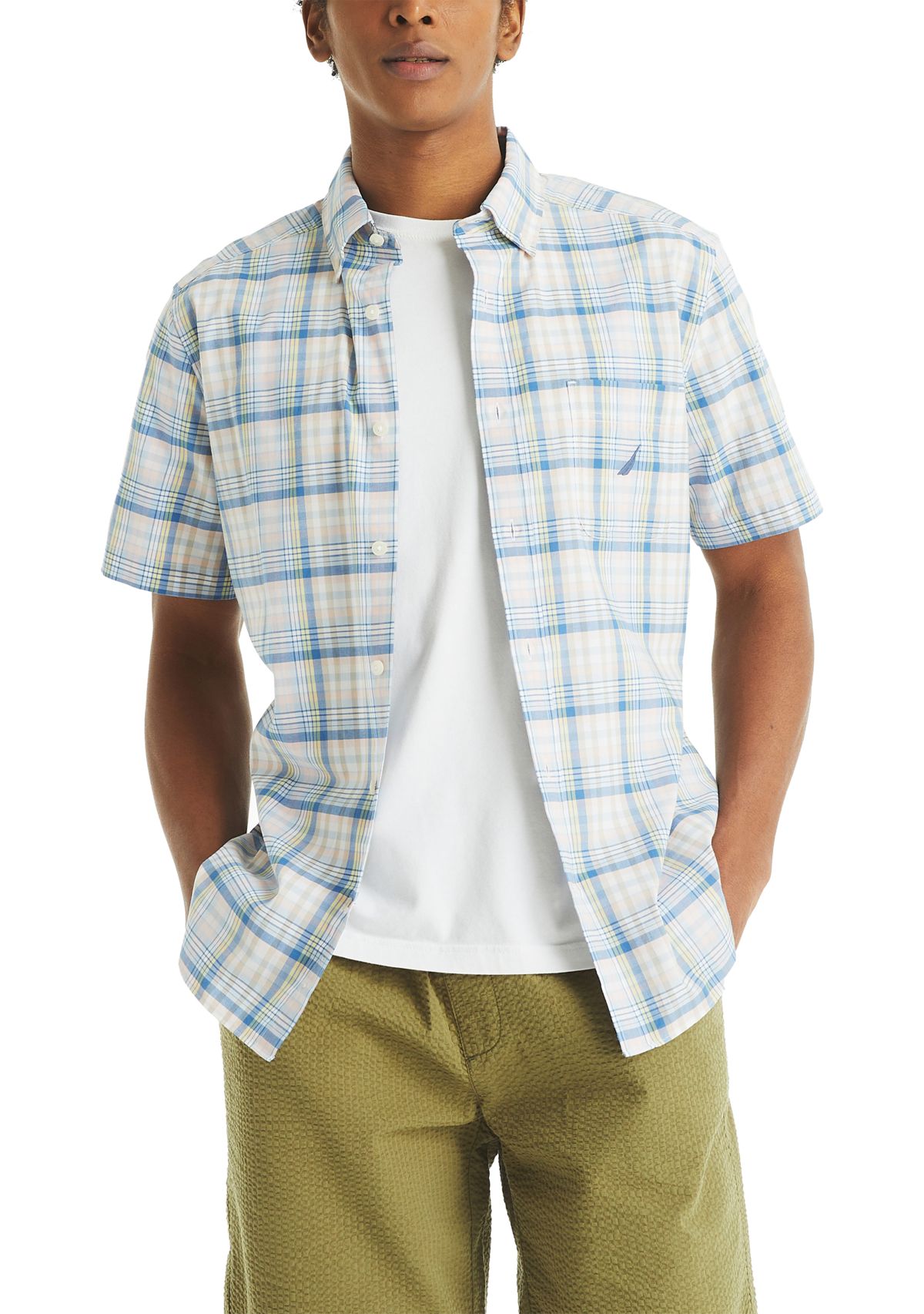 Mens Plaid Short-Sleeve Shirt