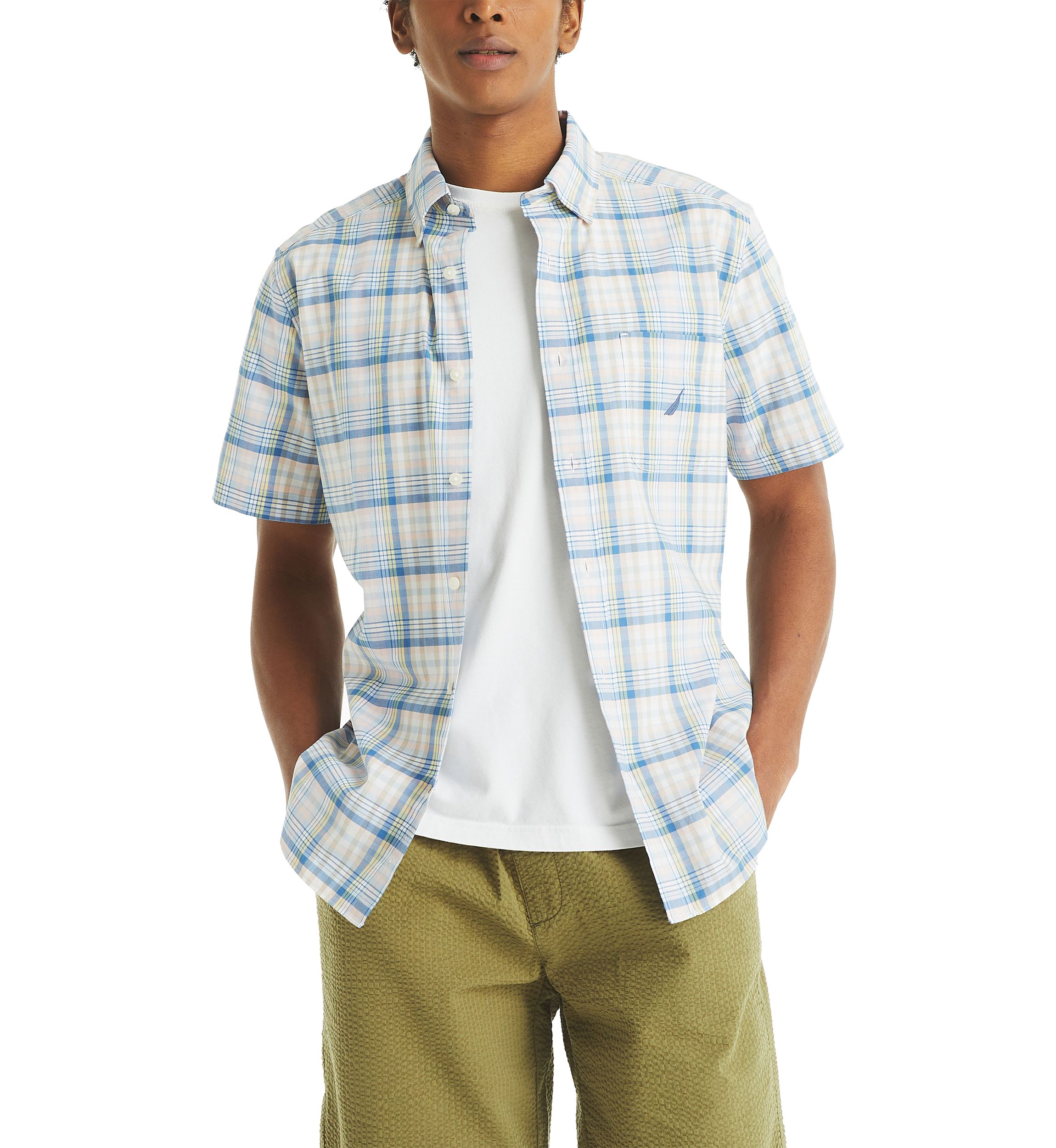 Mens Plaid Short-Sleeve Shirt