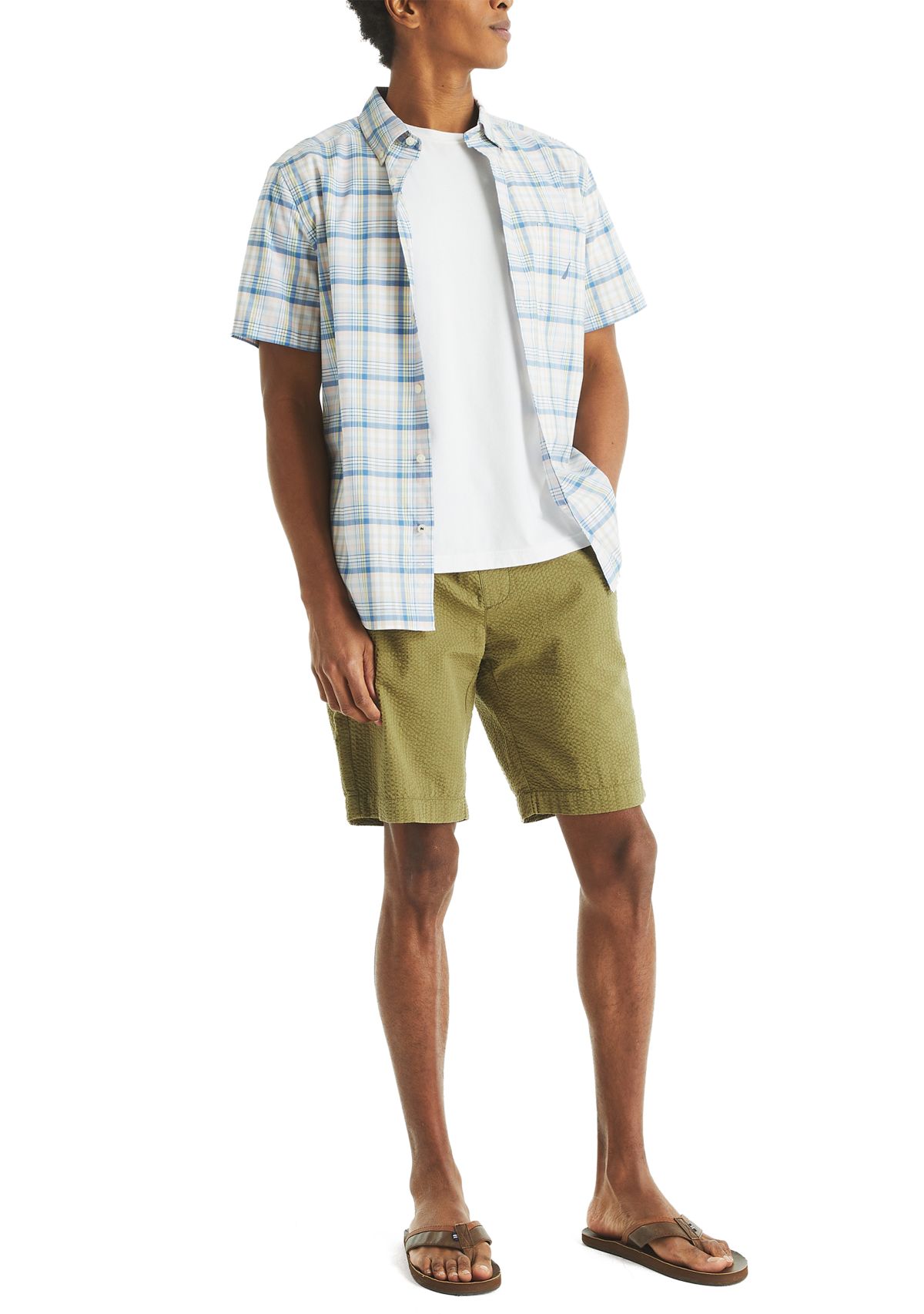 Mens Plaid Short-Sleeve Shirt