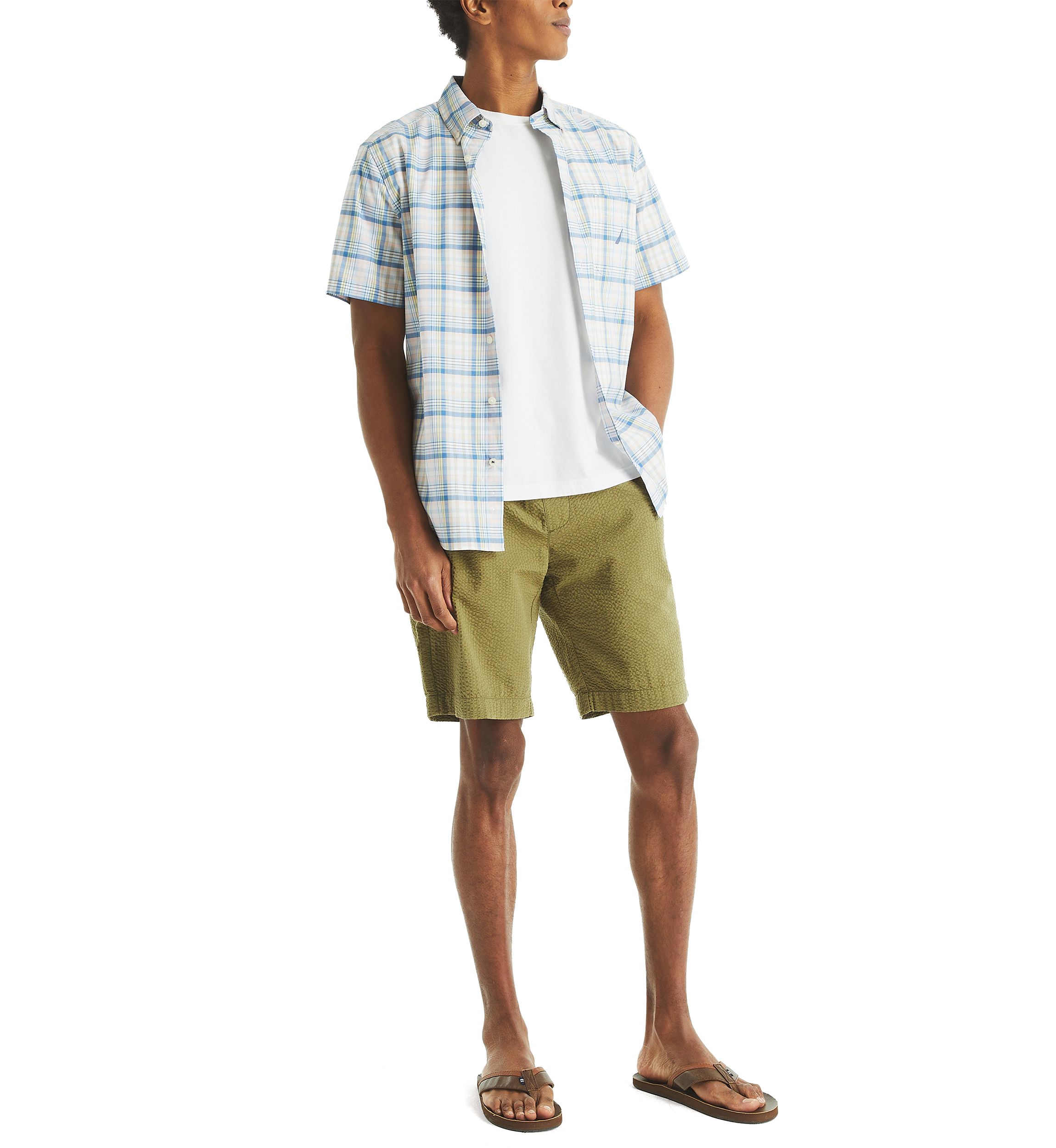 Mens Plaid Short-Sleeve Shirt