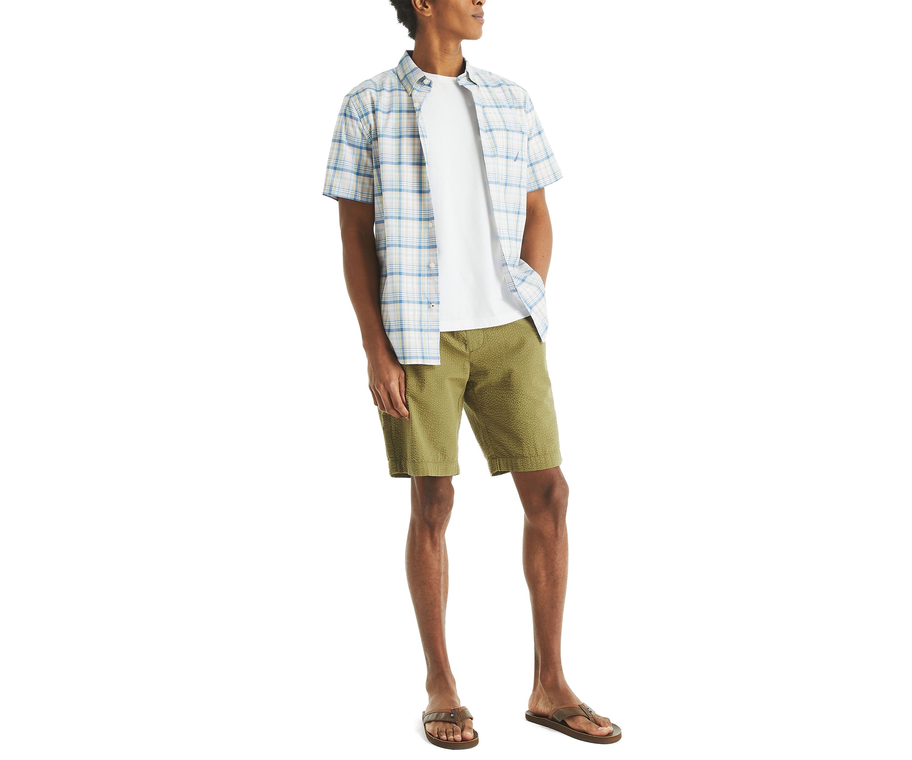 Mens Plaid Short-Sleeve Shirt