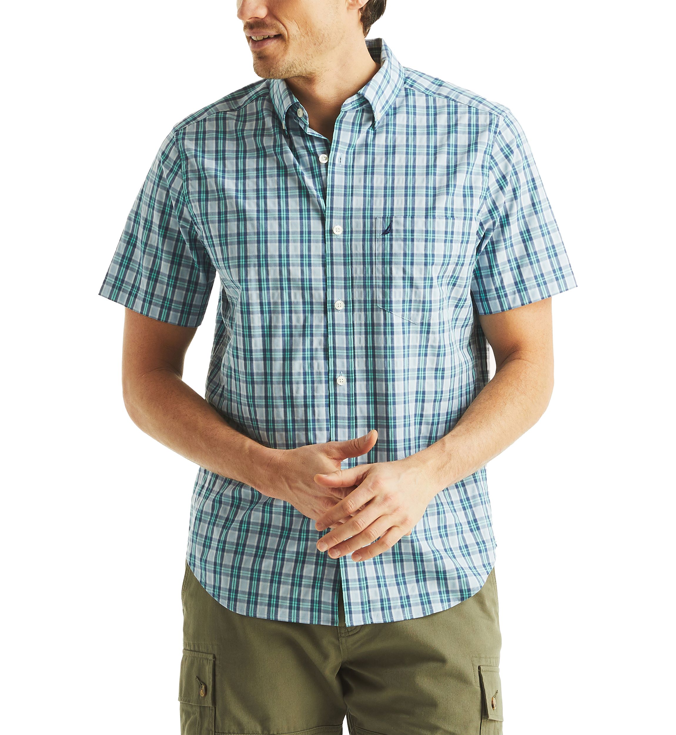 Mens Plaid Short-Sleeve Shirt