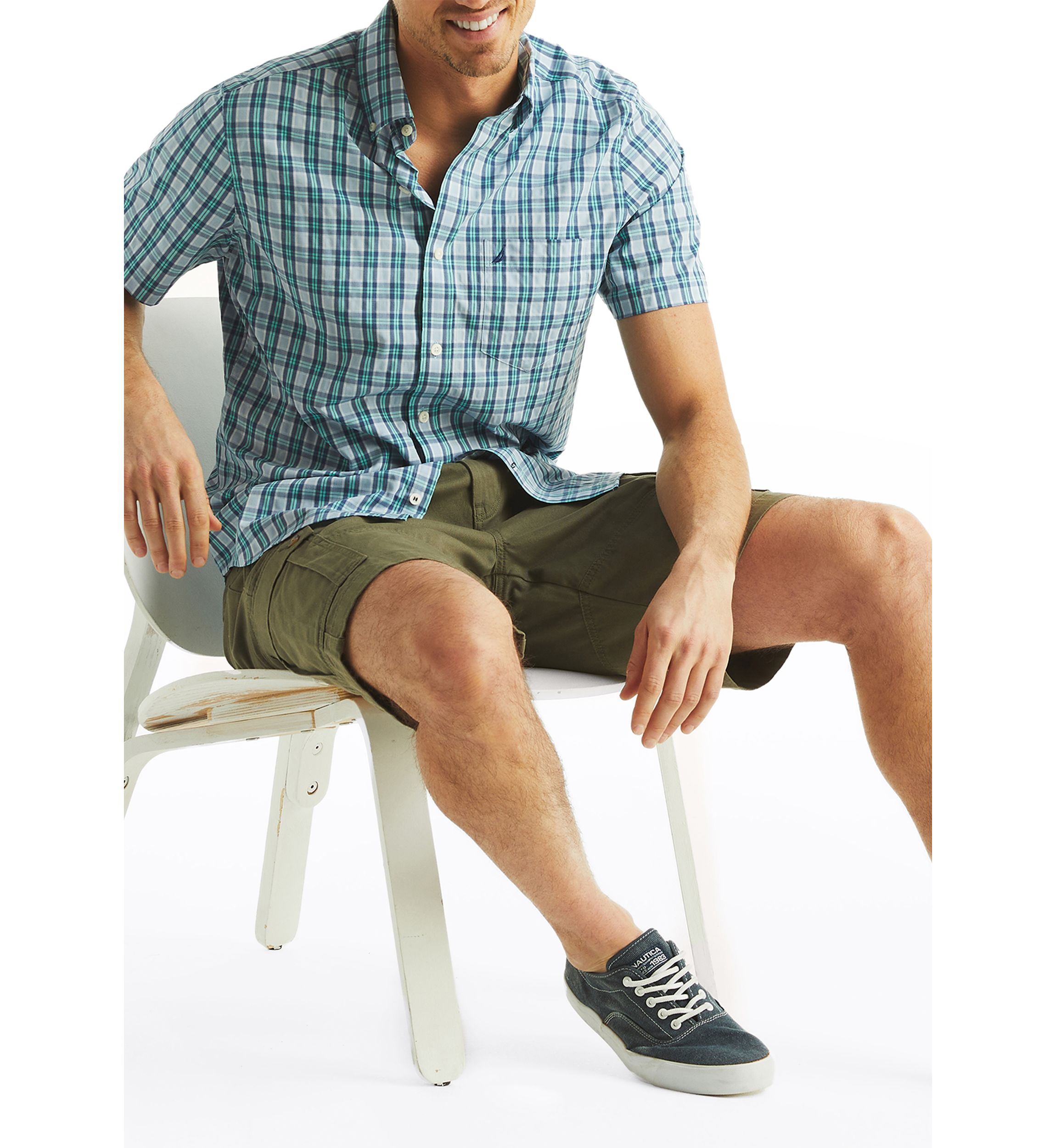Mens Plaid Short-Sleeve Shirt