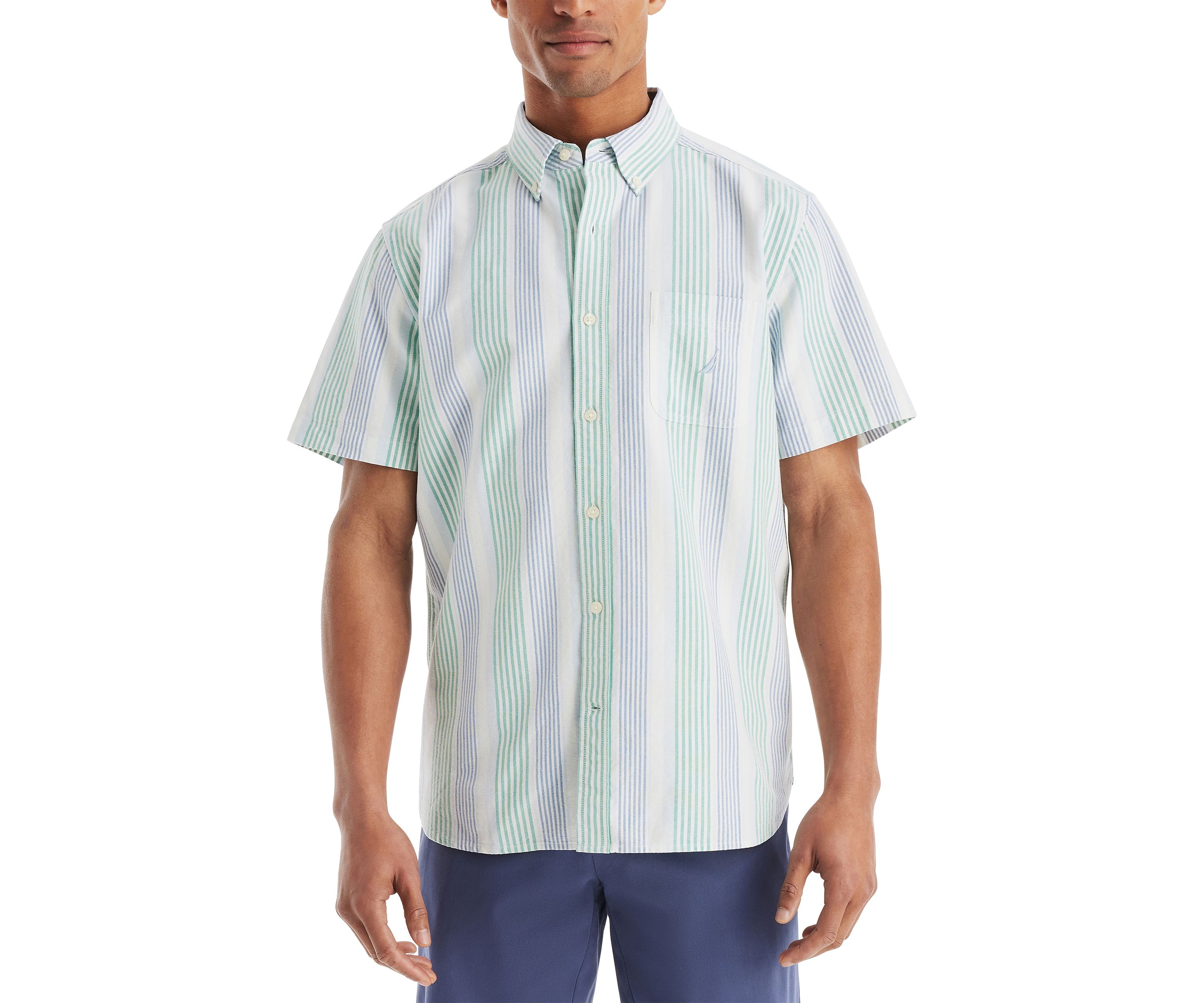 Short-Sleeve Striped Oxford Shirt