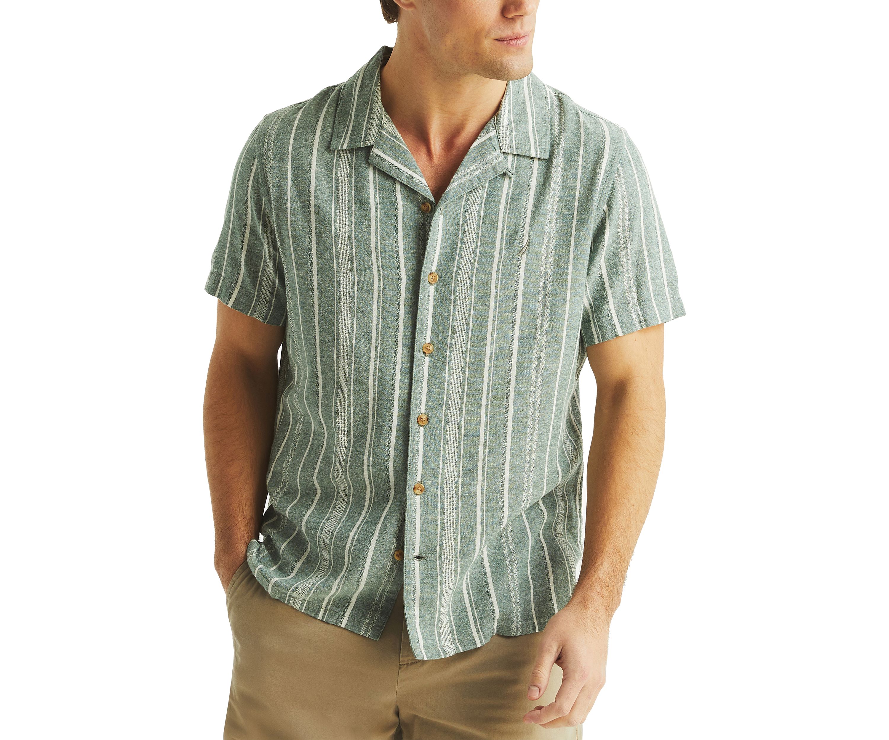 Striped Short Sleeve Camp Shirt