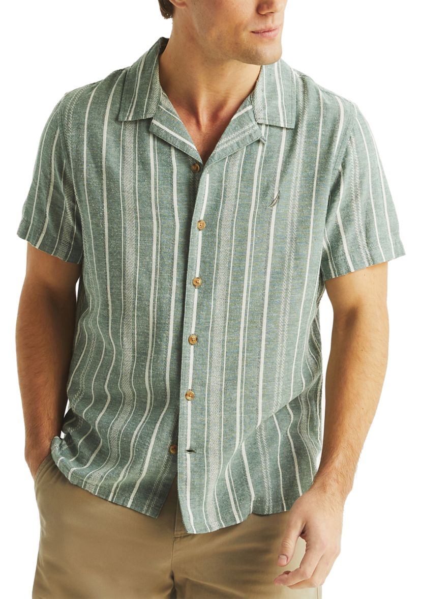 Striped Short Sleeve Camp Shirt