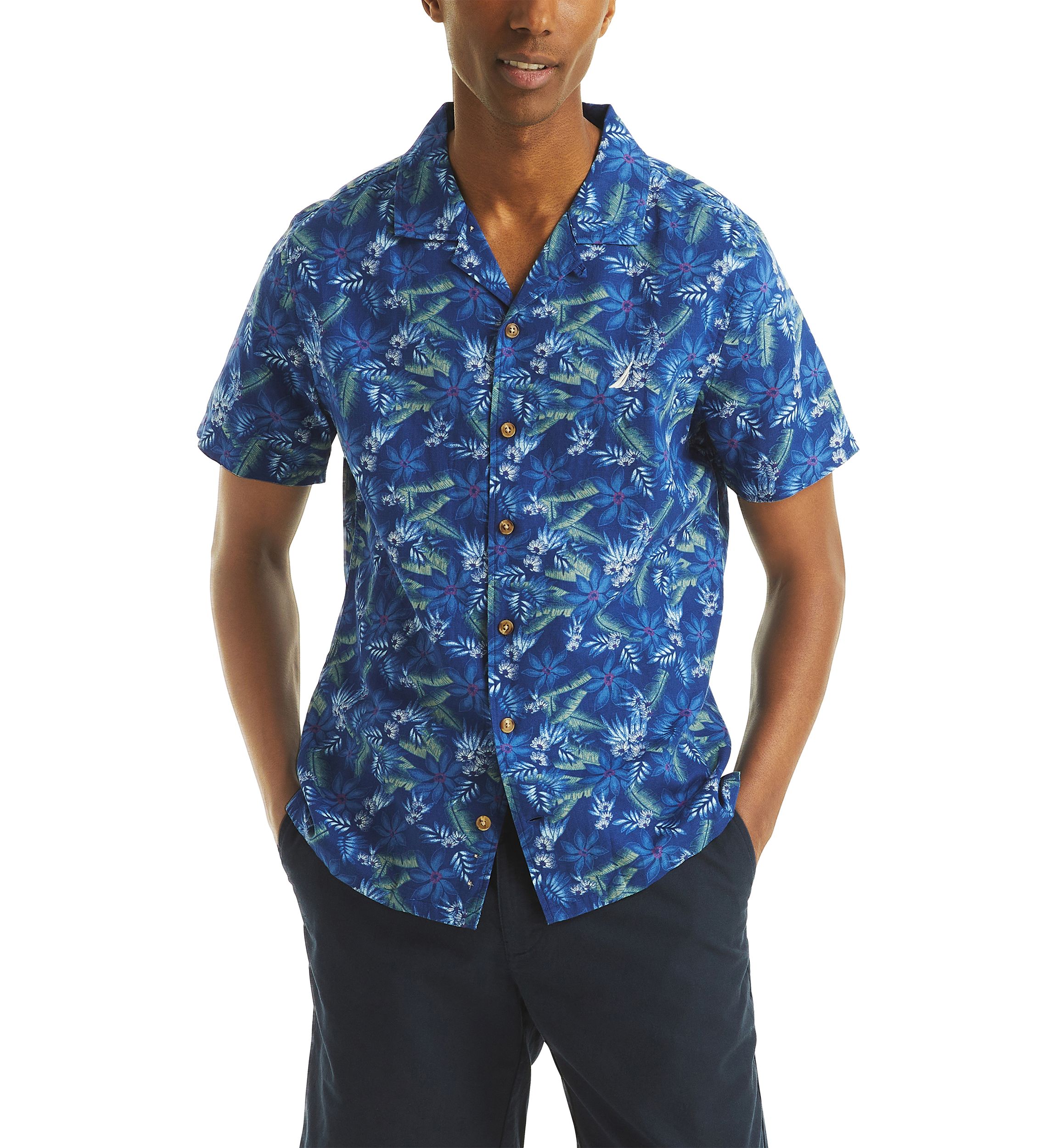 Printed Short-Sleeve Camp Shirt