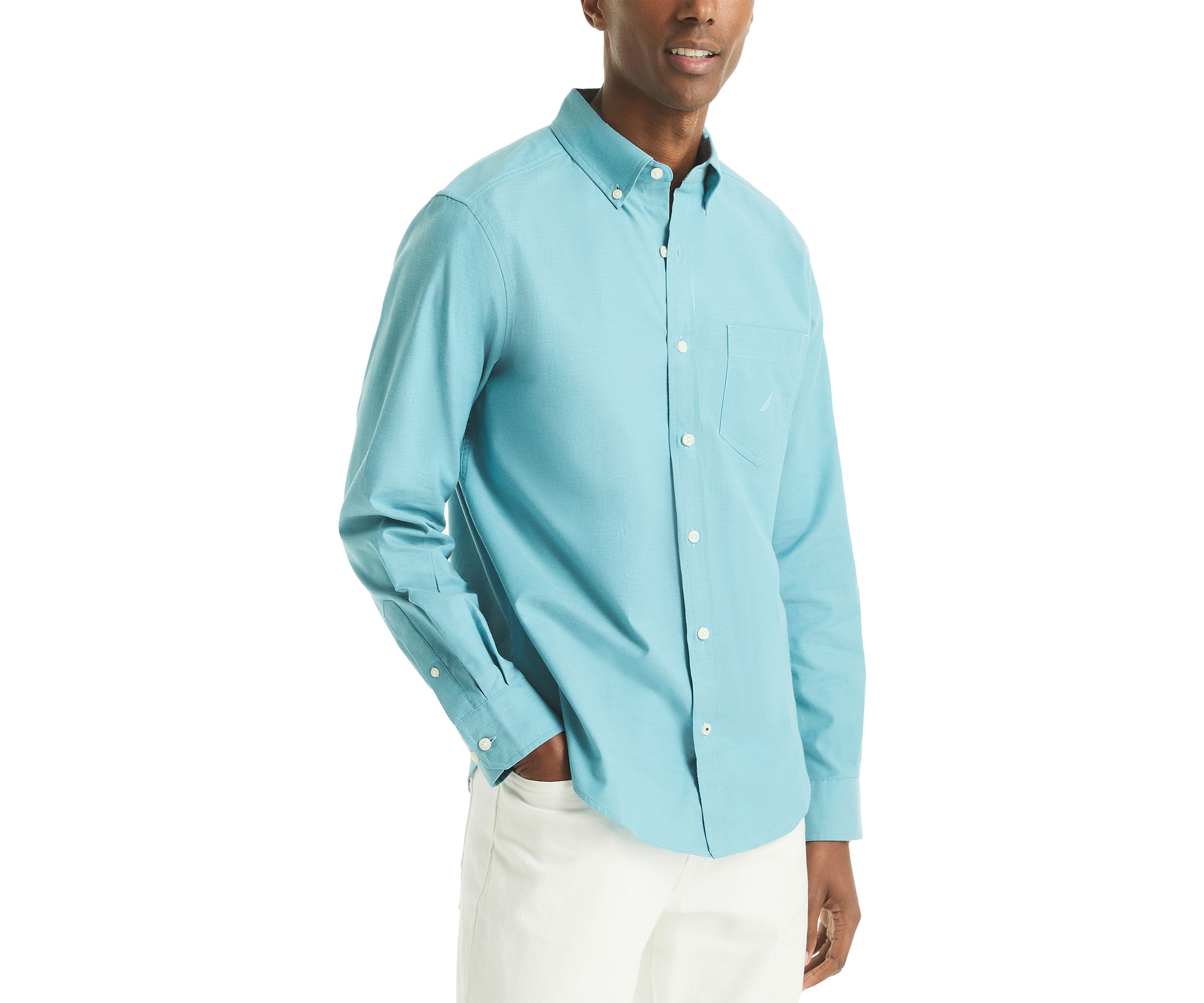 Long Sleeve Solid Oxford Woven Dress Shirt 