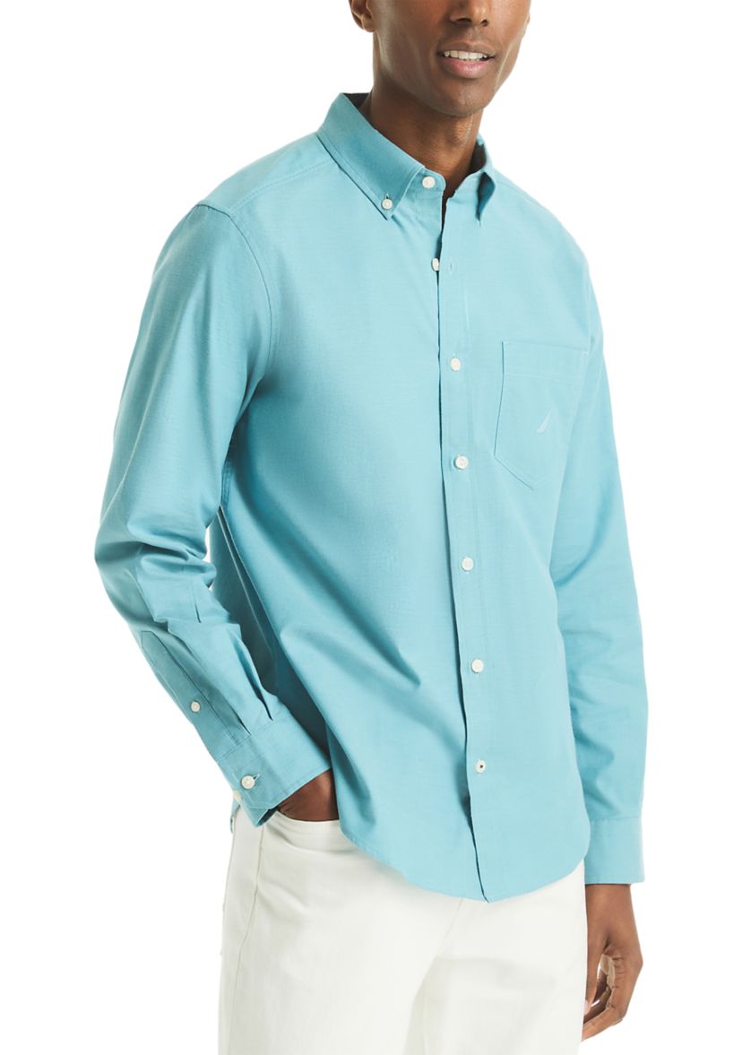 Long Sleeve Solid Oxford Woven Dress Shirt 