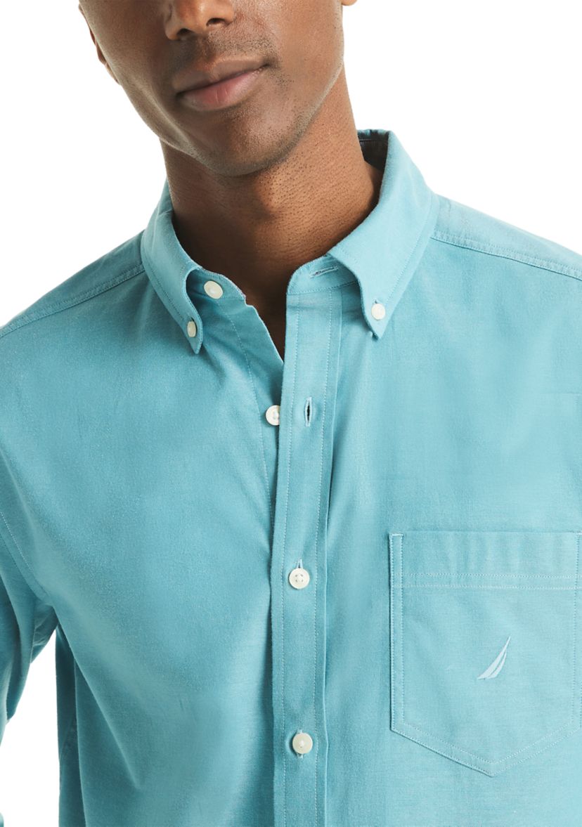 Long Sleeve Solid Oxford Woven Dress Shirt 