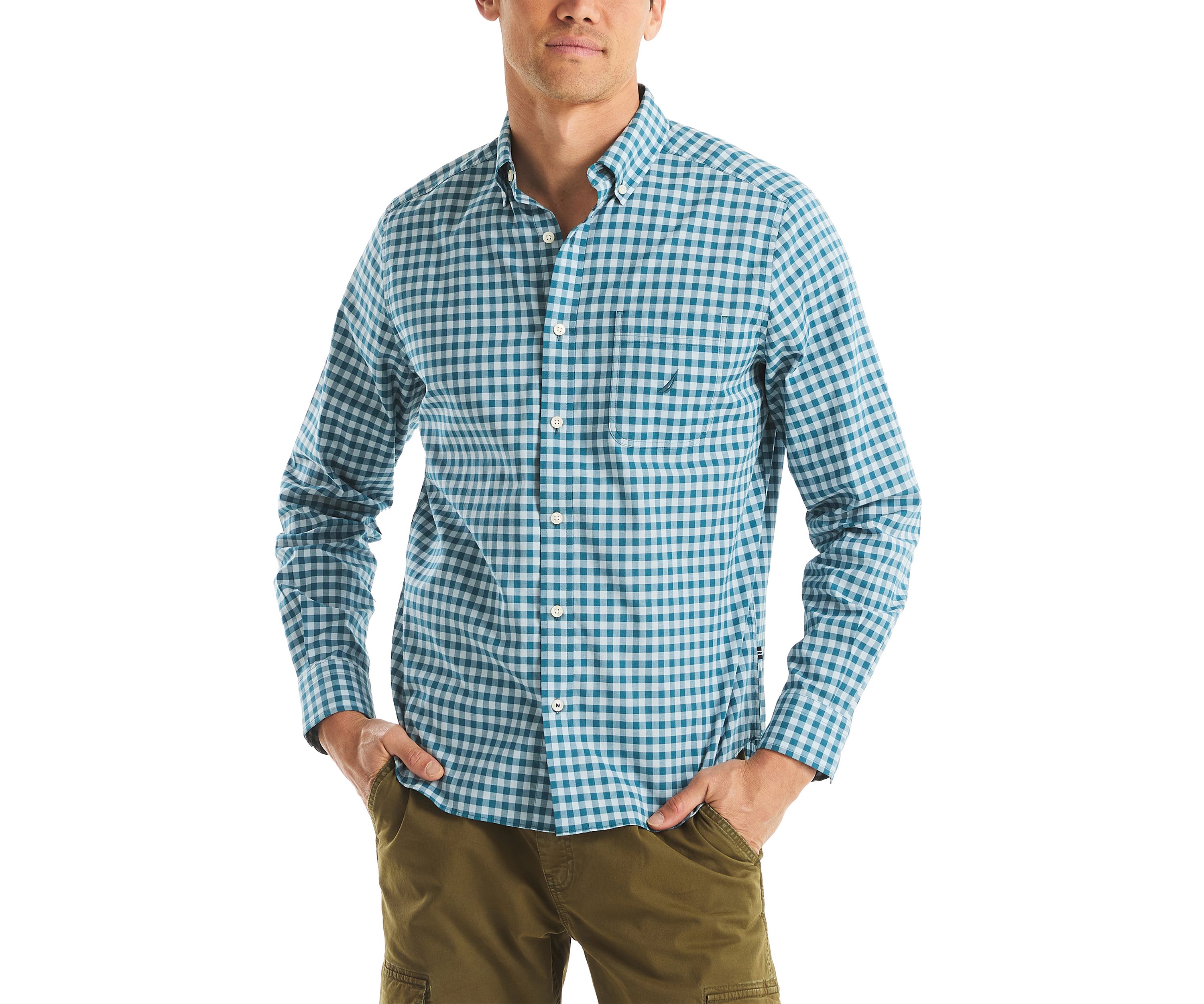 Long Sleeve Plaid Dress Shirt 