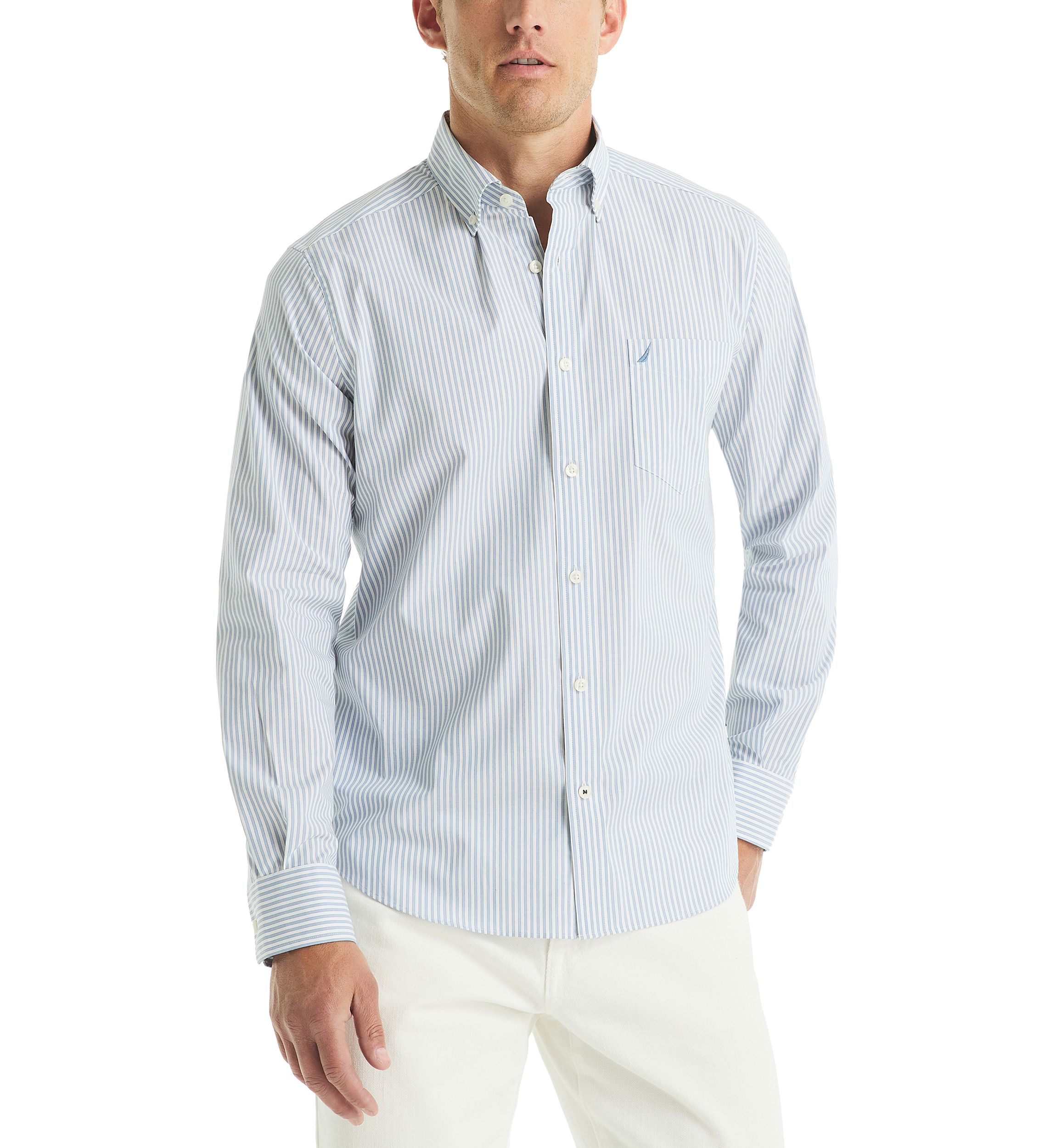 Long Sleeve Woven Striped Shirt