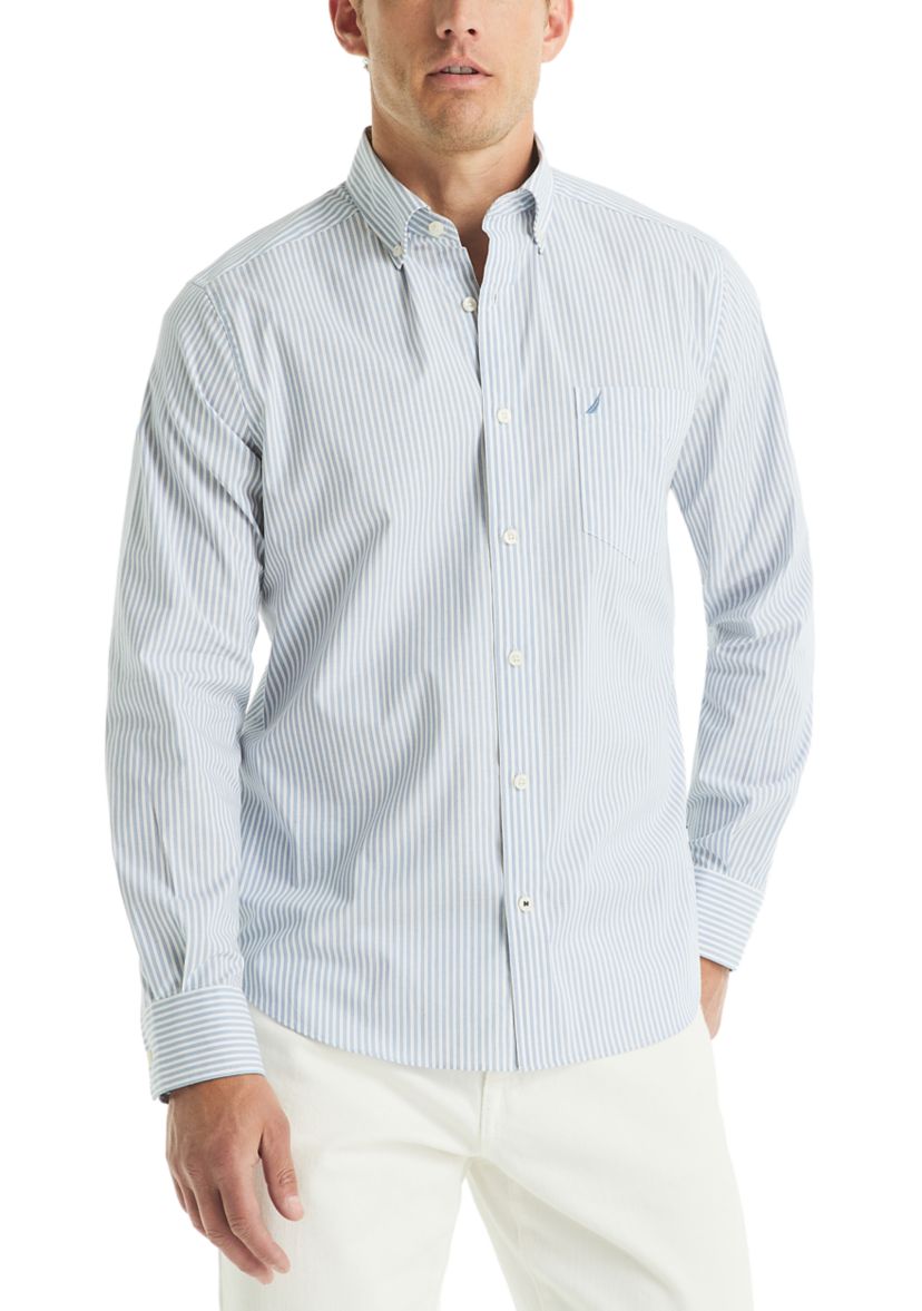 Long Sleeve Woven Striped Shirt