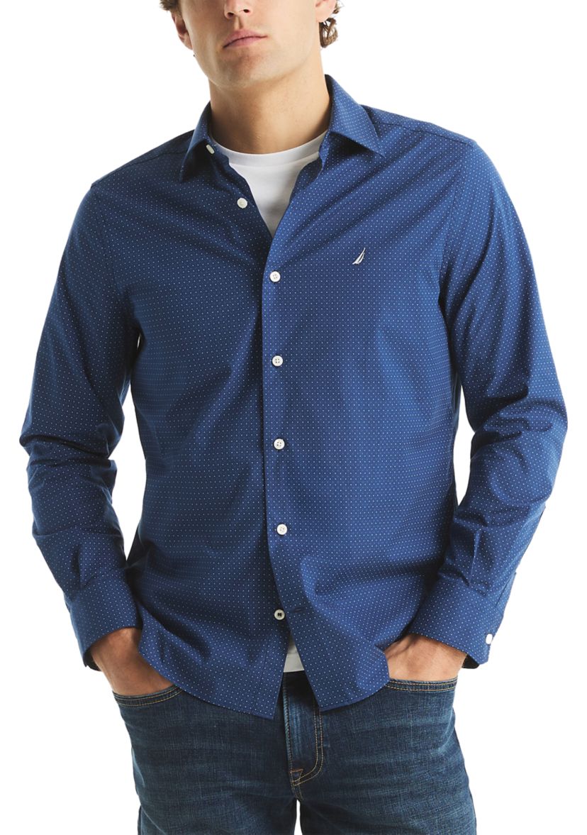 Mens Long Sleeve Printed Woven Shirt