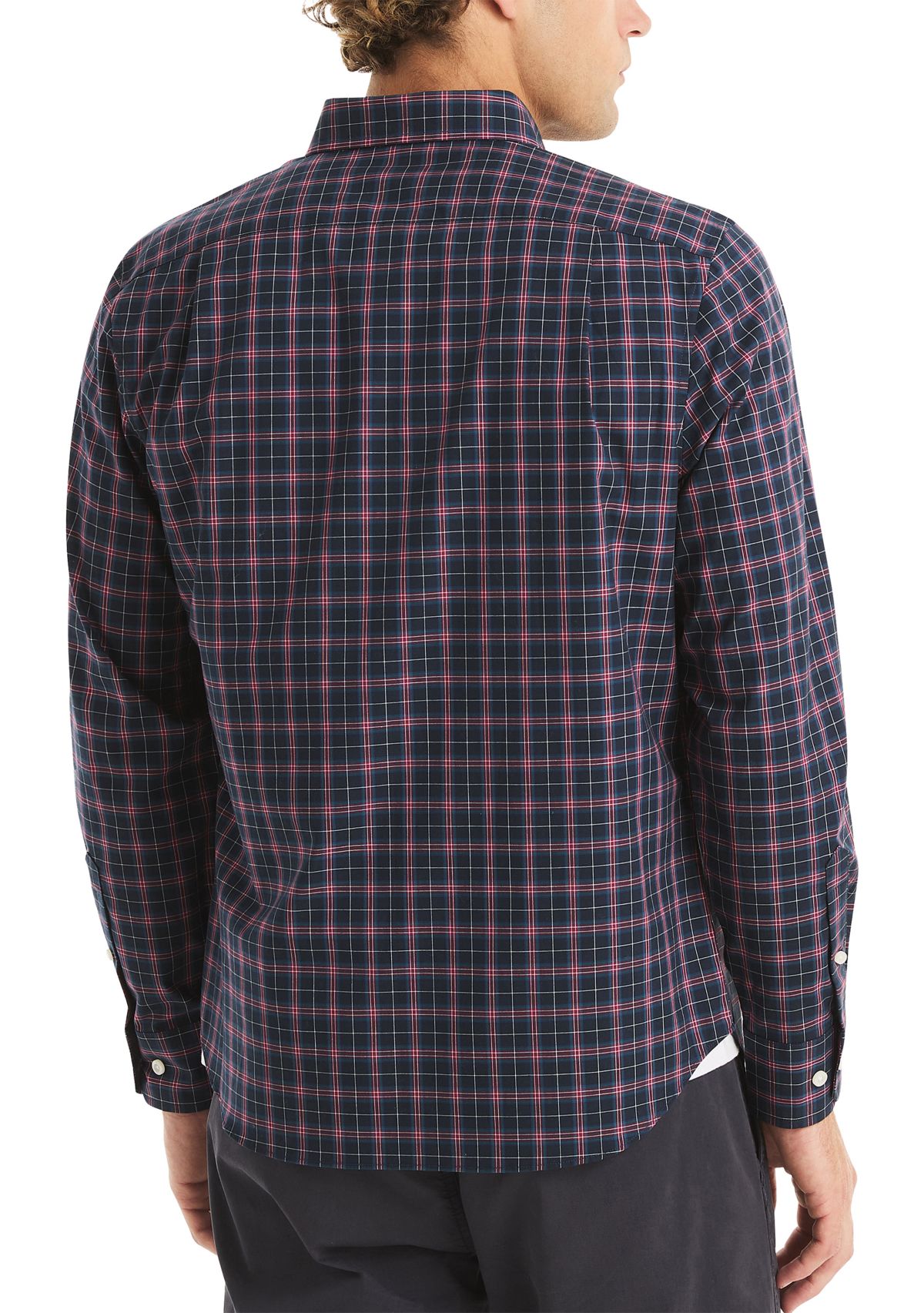 Mens Long Sleeve Plaid Woven Shirt